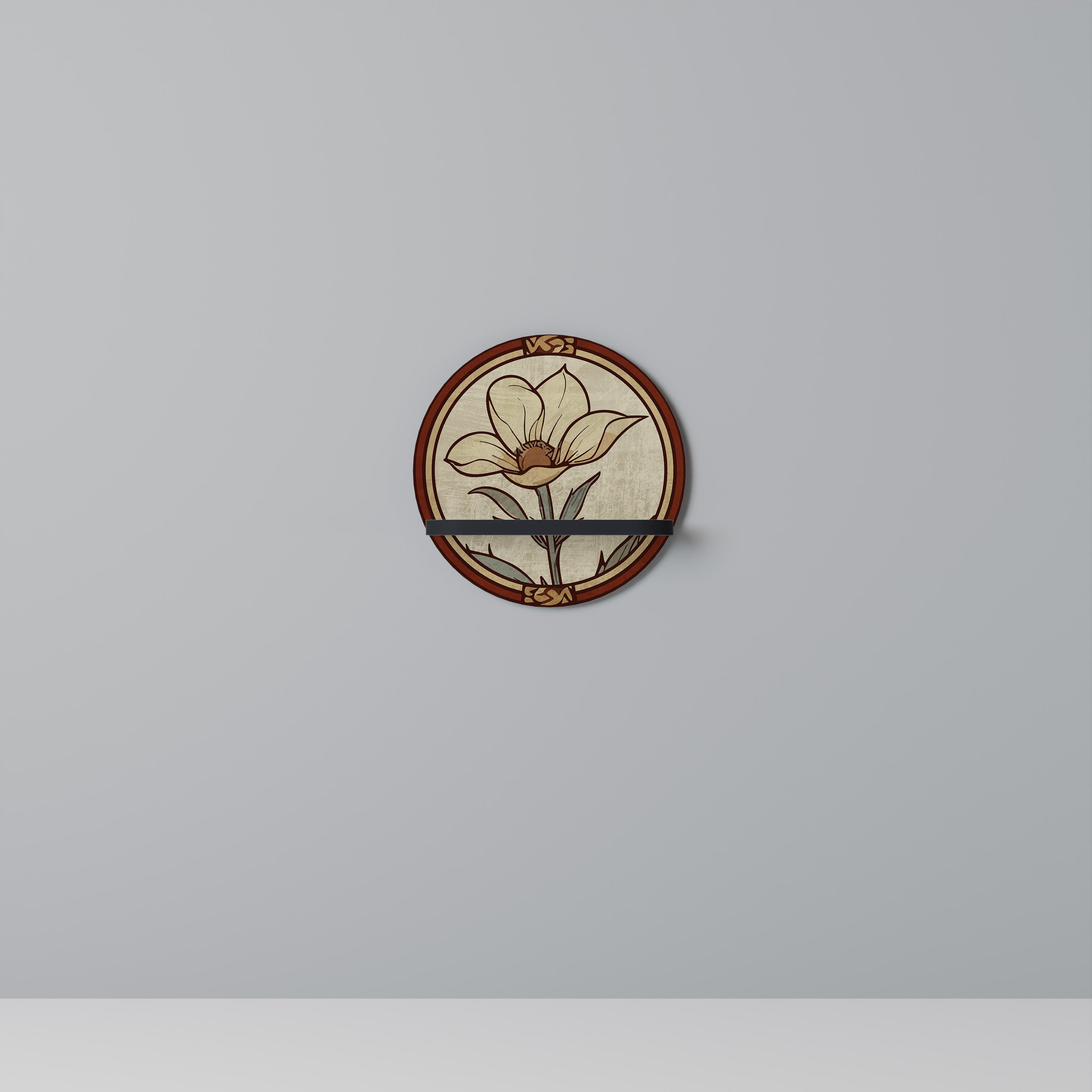 Estantería artística redonda TIMELESS FLORA con acabado negro