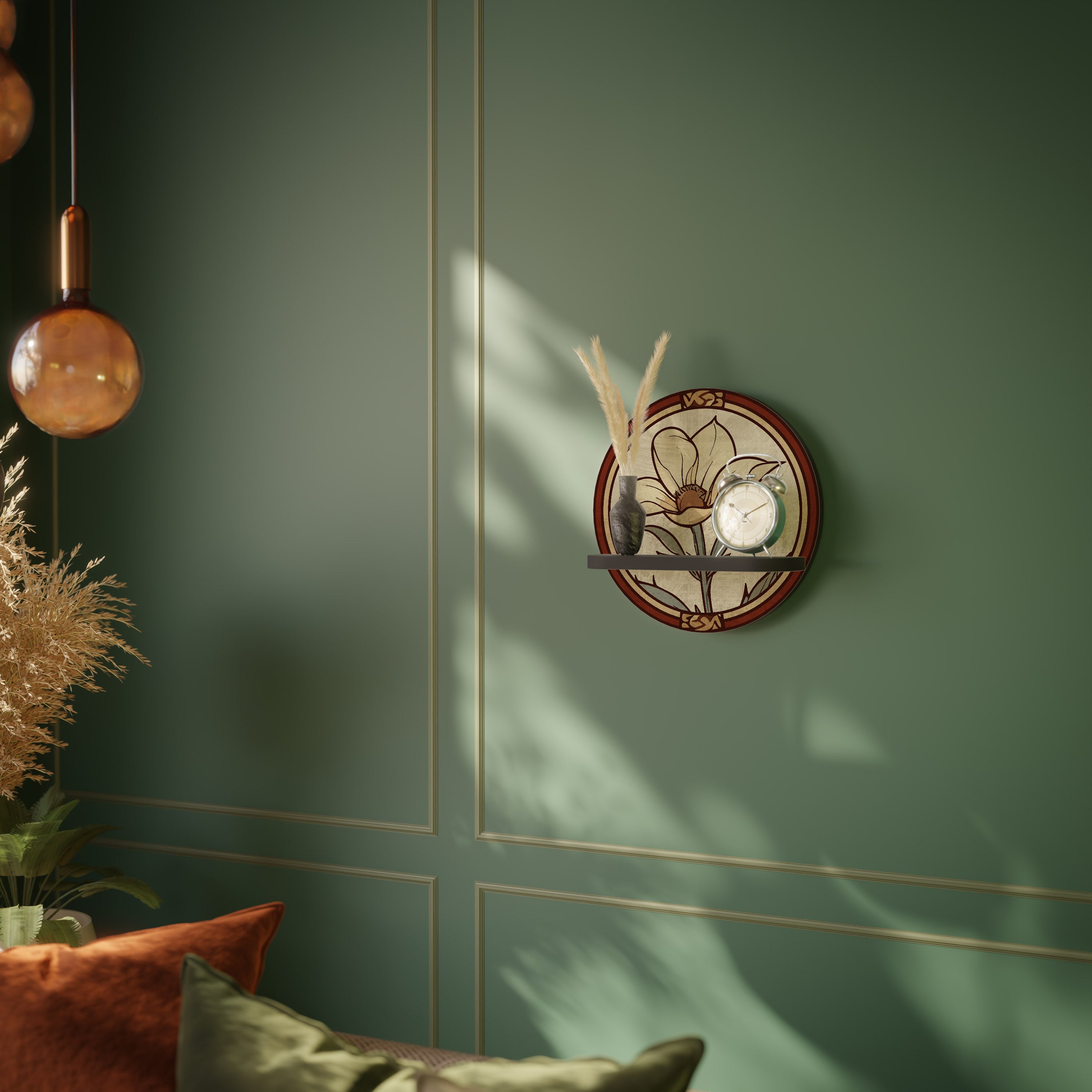 Estantería artística redonda TIMELESS FLORA con acabado negro