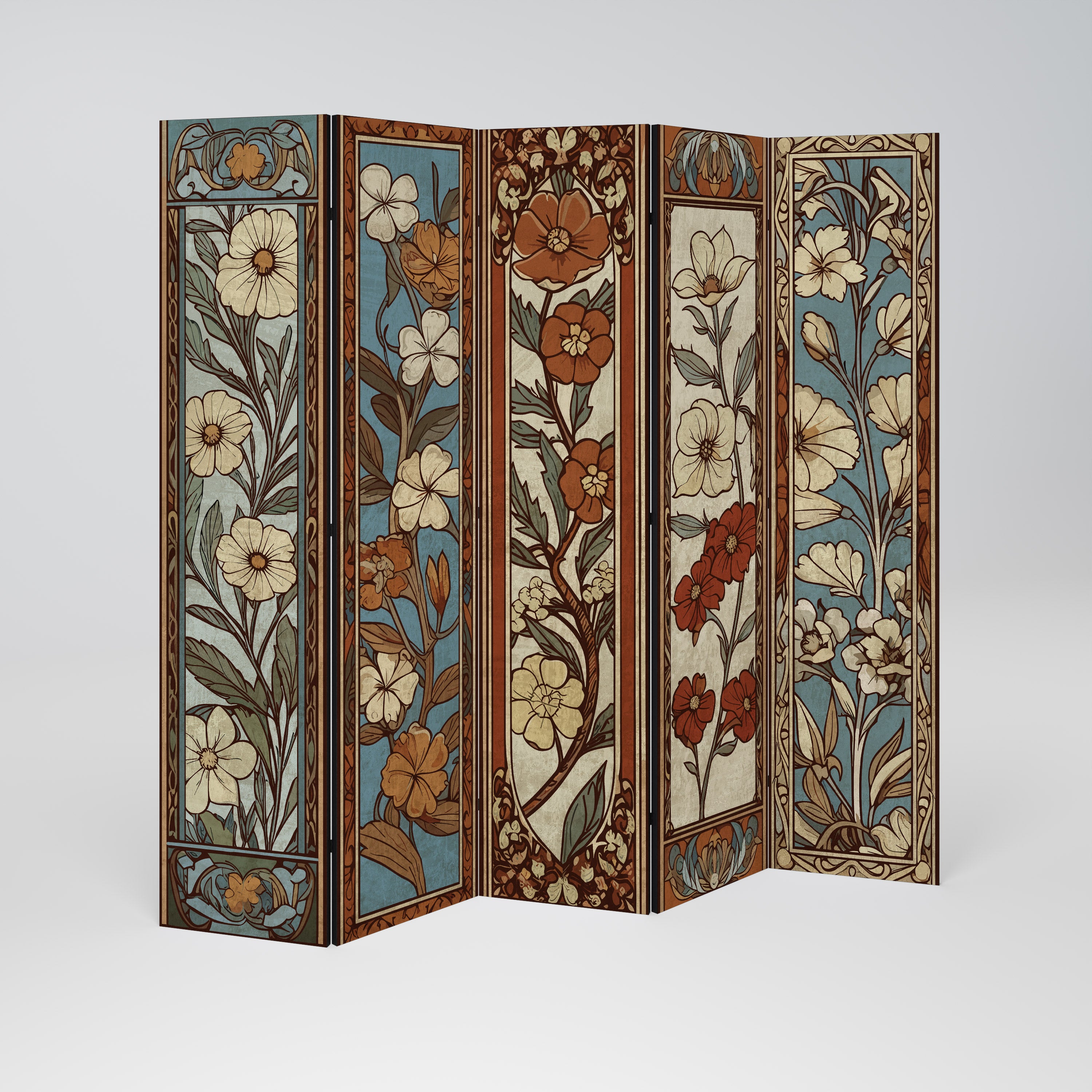 Biombo decorativo de 5 paneles TIMELESS FLORA