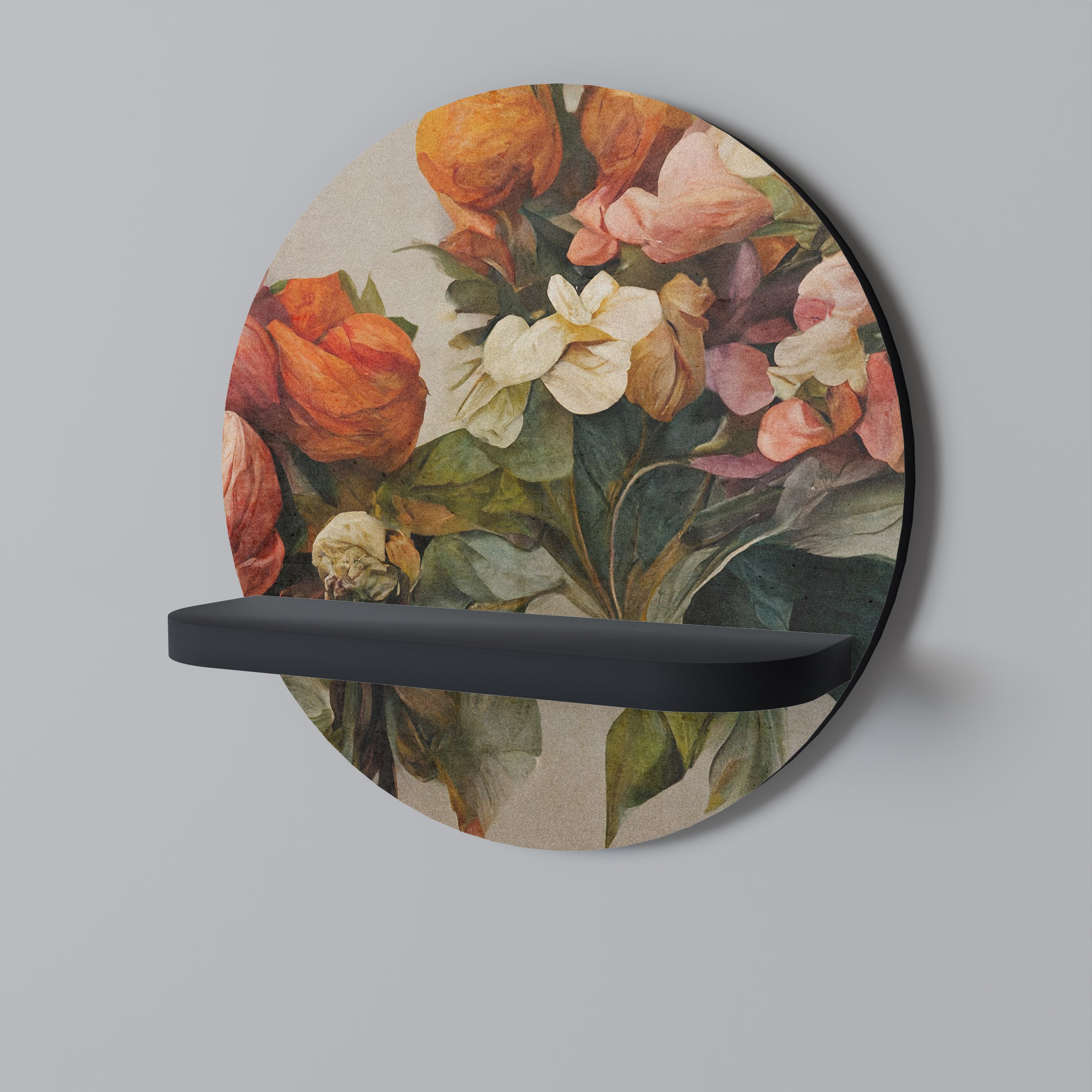BELLEZA CON ESTILO Estantería de arte redonda con acabado negro