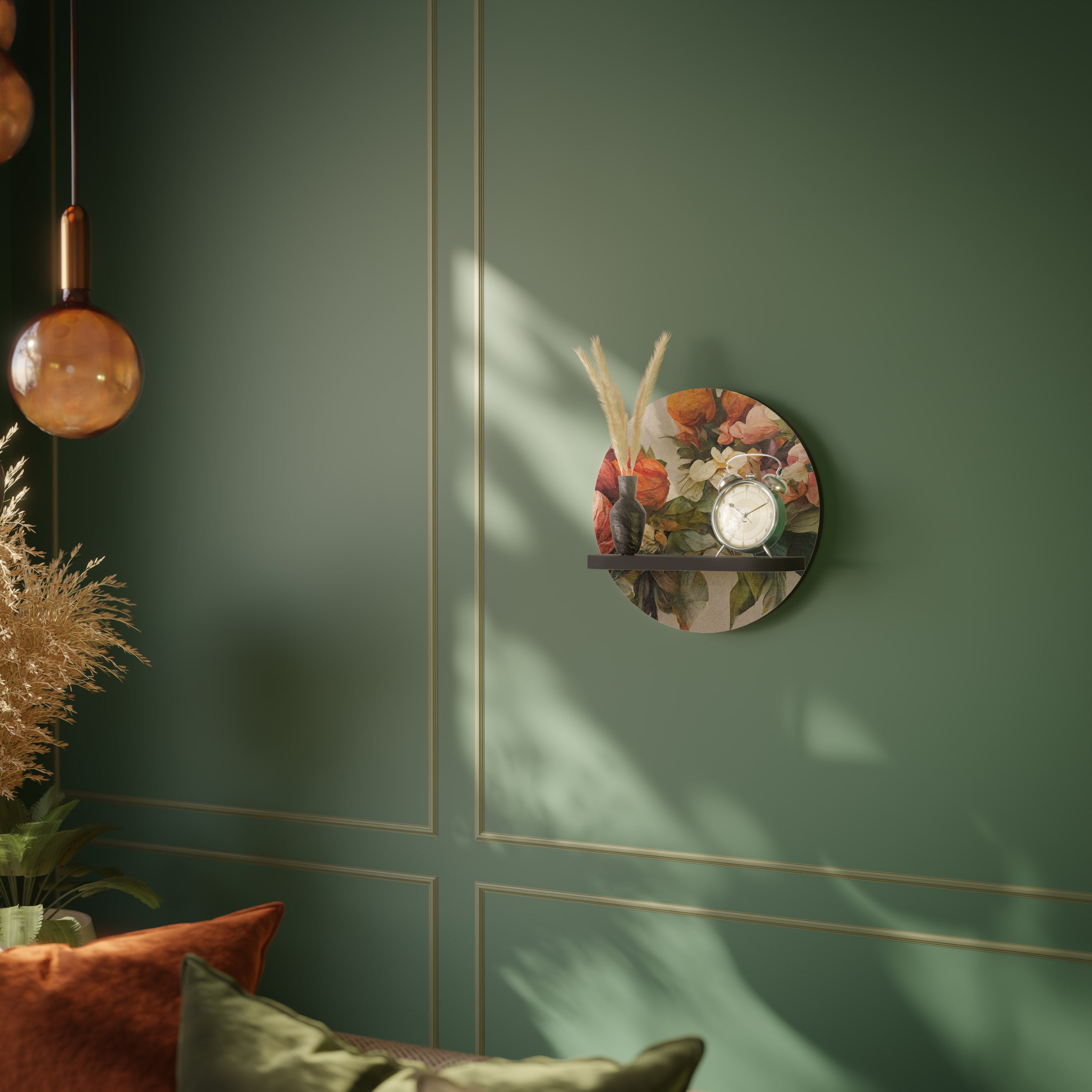 BELLEZA CON ESTILO Estantería de arte redonda con acabado negro