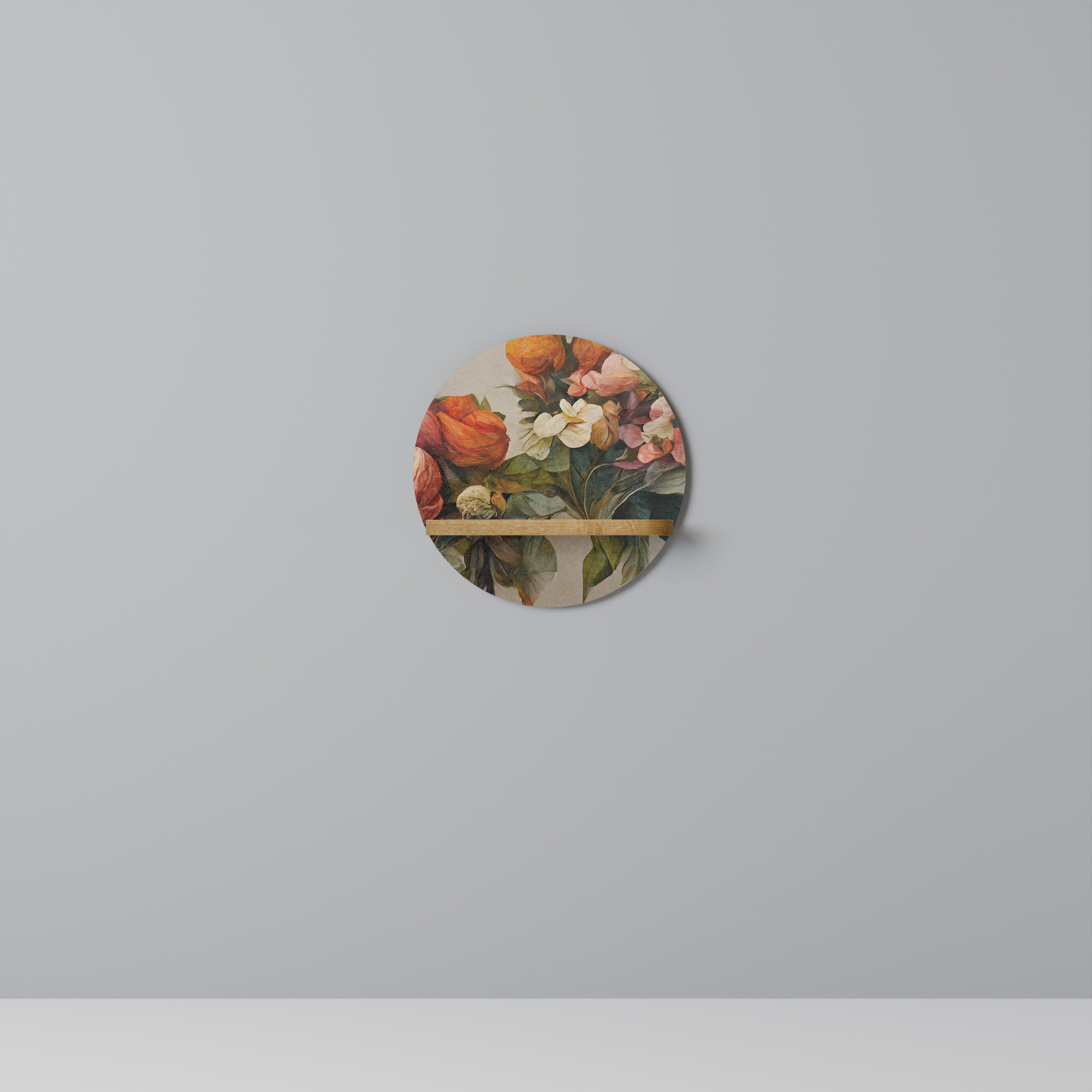 BELLEZA CON ESTILO Estantería de arte redonda con efecto roble