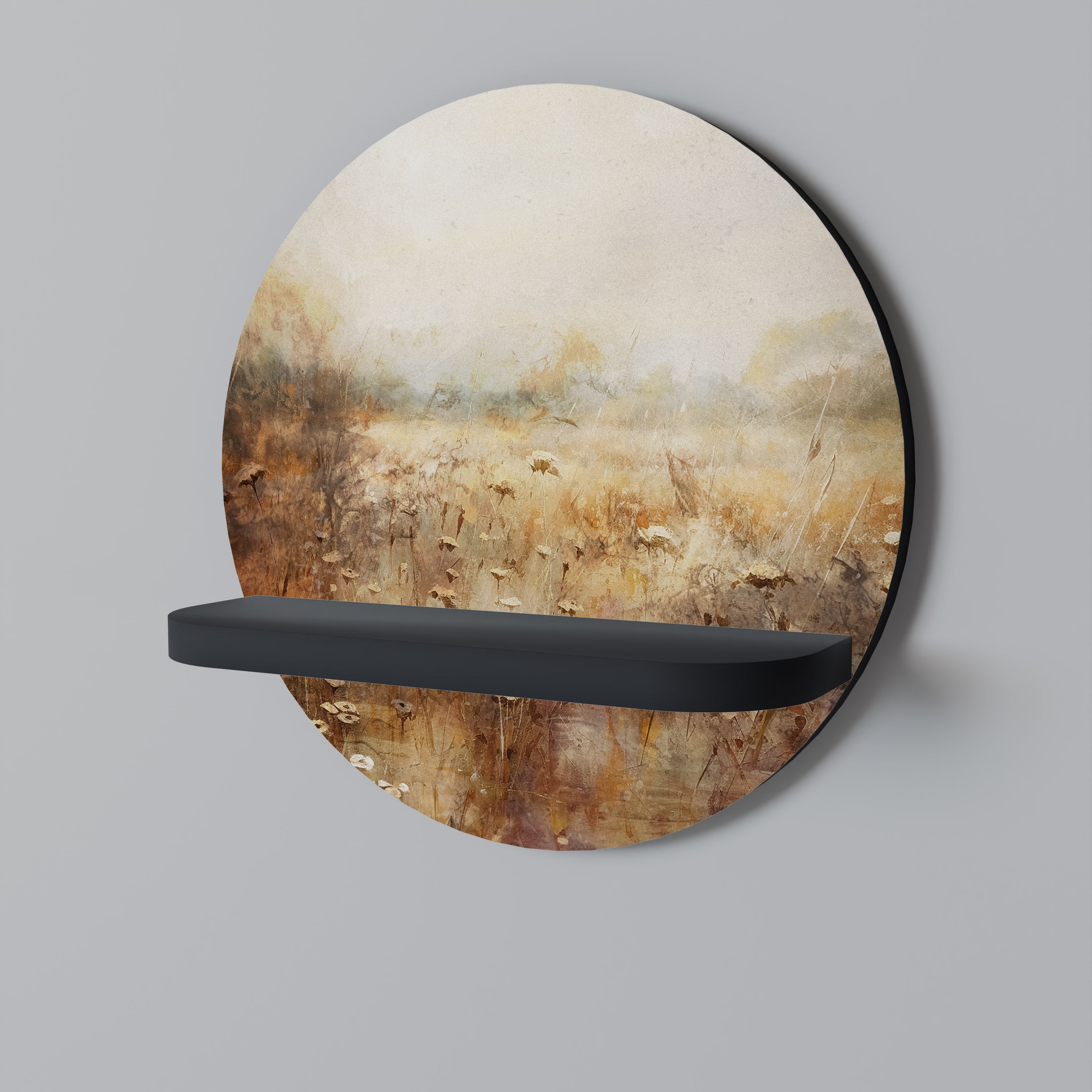 Estantería de arte redonda TRANQUIL FIELD con acabado negro