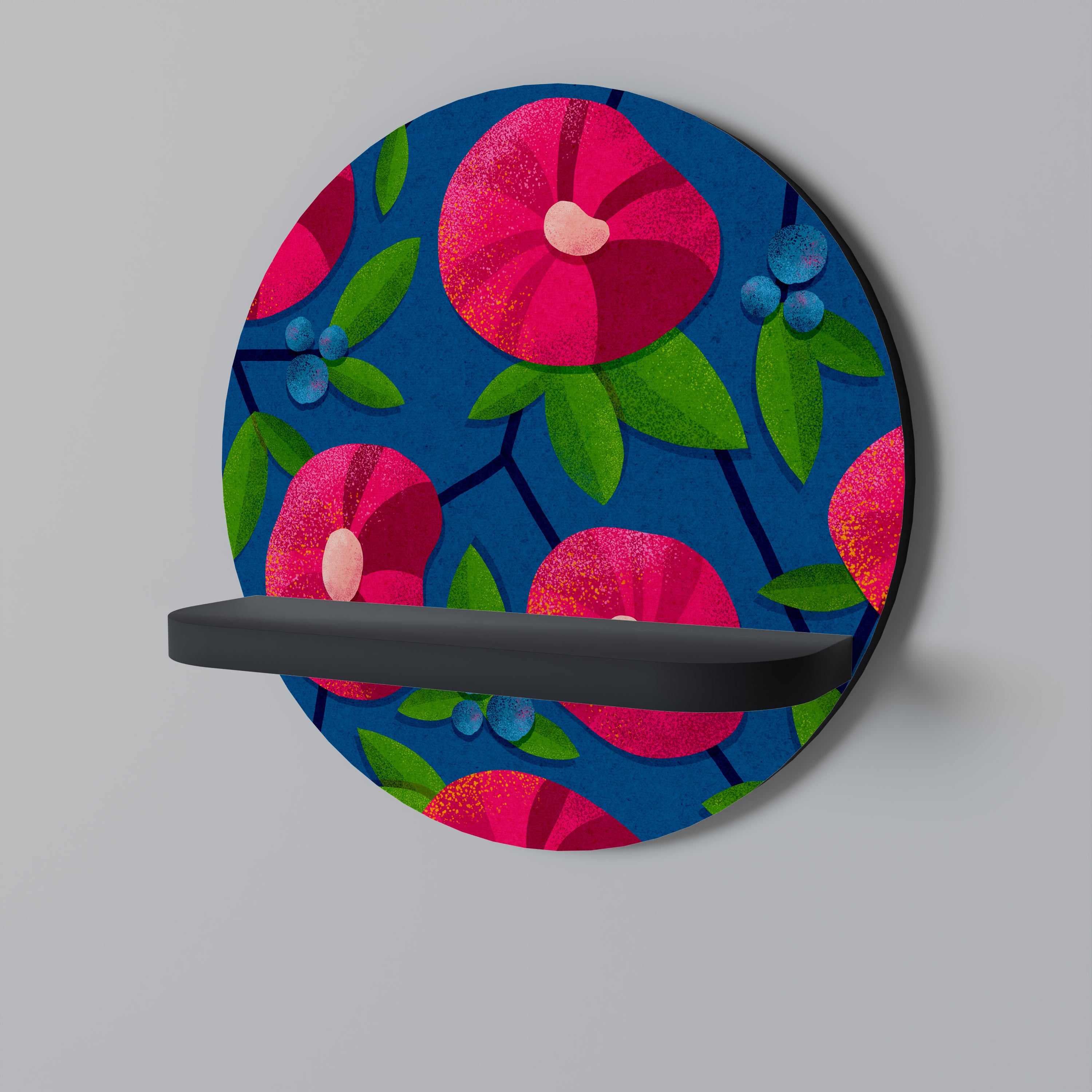 PENSAMIENTOS DE PRIMAVERA Estantería de arte redonda en acabado negro