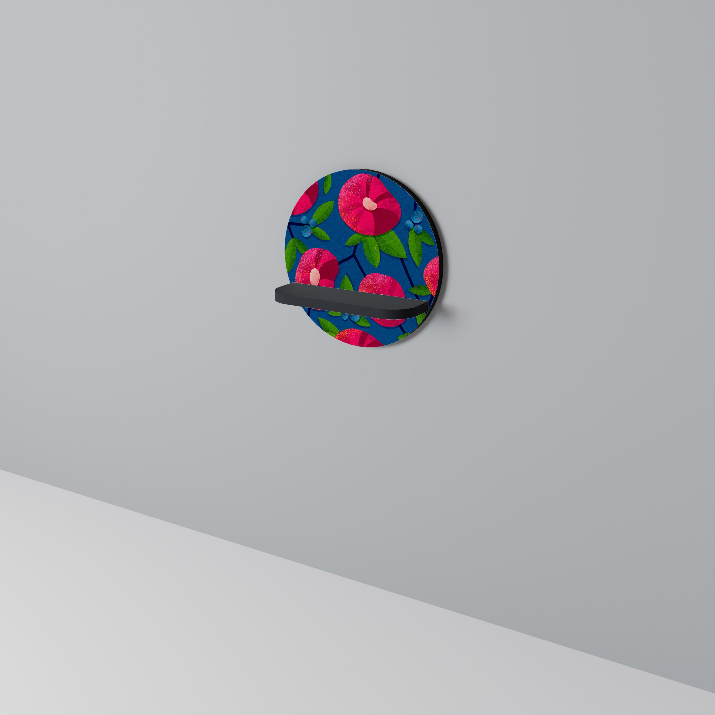 PENSAMIENTOS DE PRIMAVERA Estantería de arte redonda en acabado negro