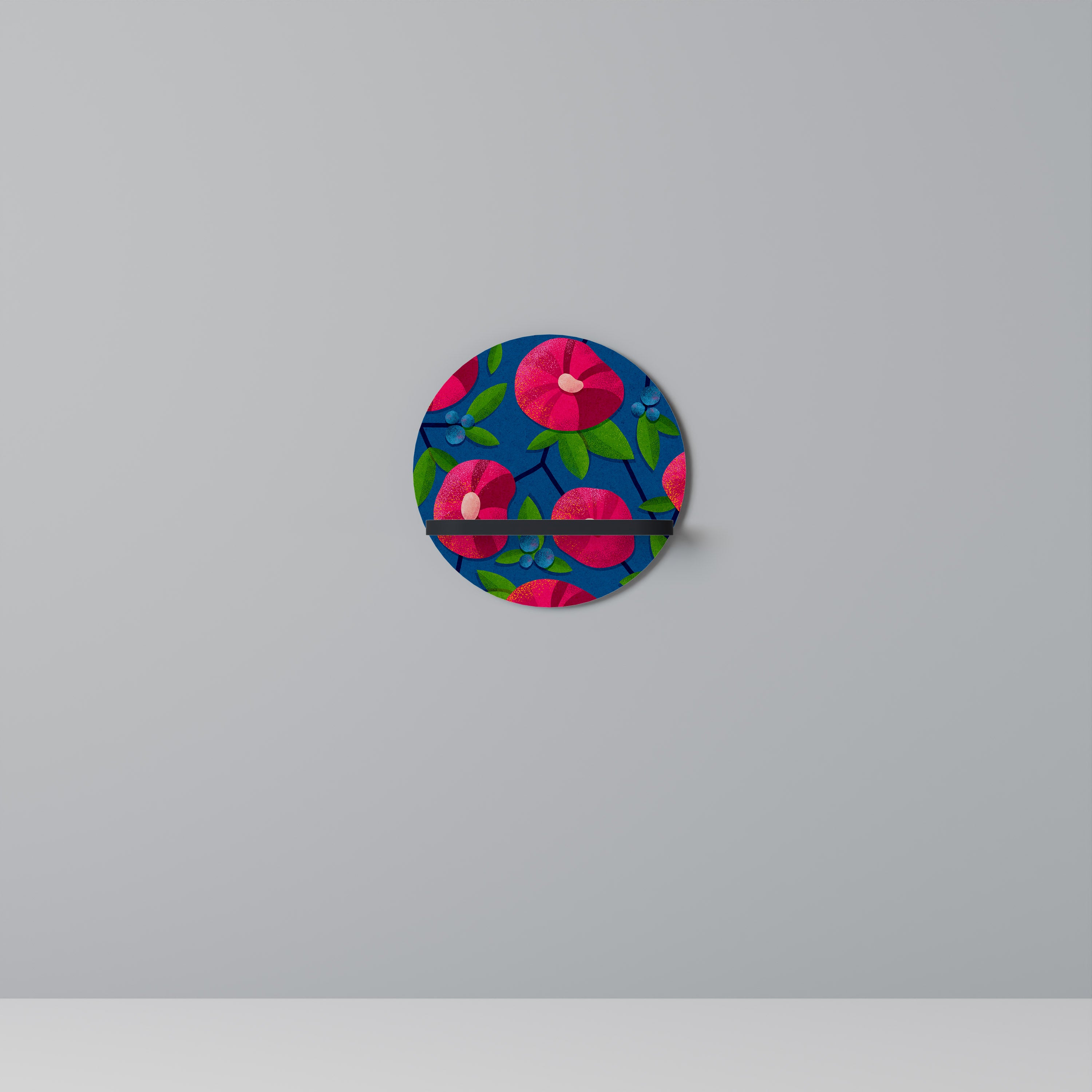 PENSAMIENTOS DE PRIMAVERA Estantería de arte redonda en acabado negro