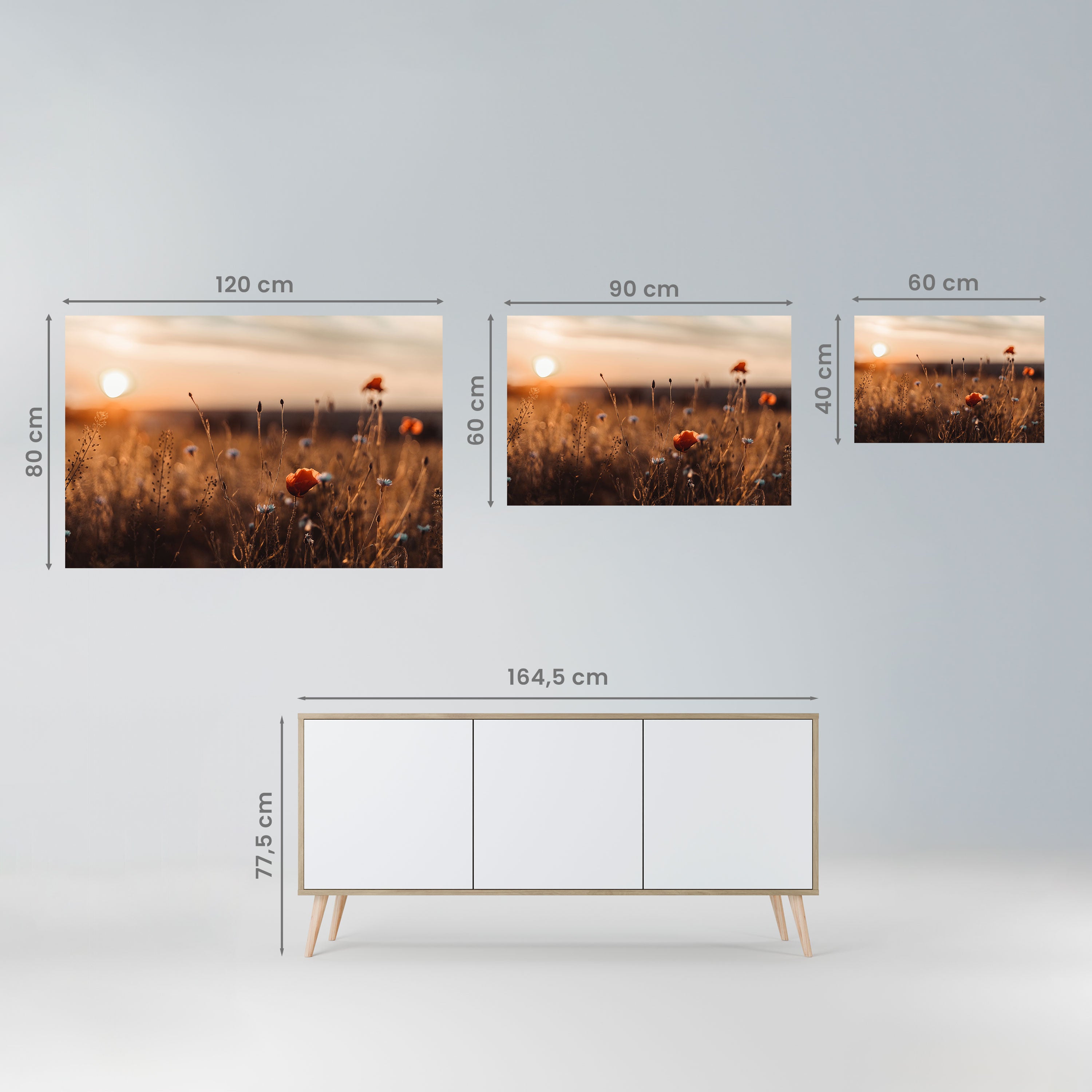PRADOS BRILLANTES AL ANOCHECER Póster horizontal autoadhesivo