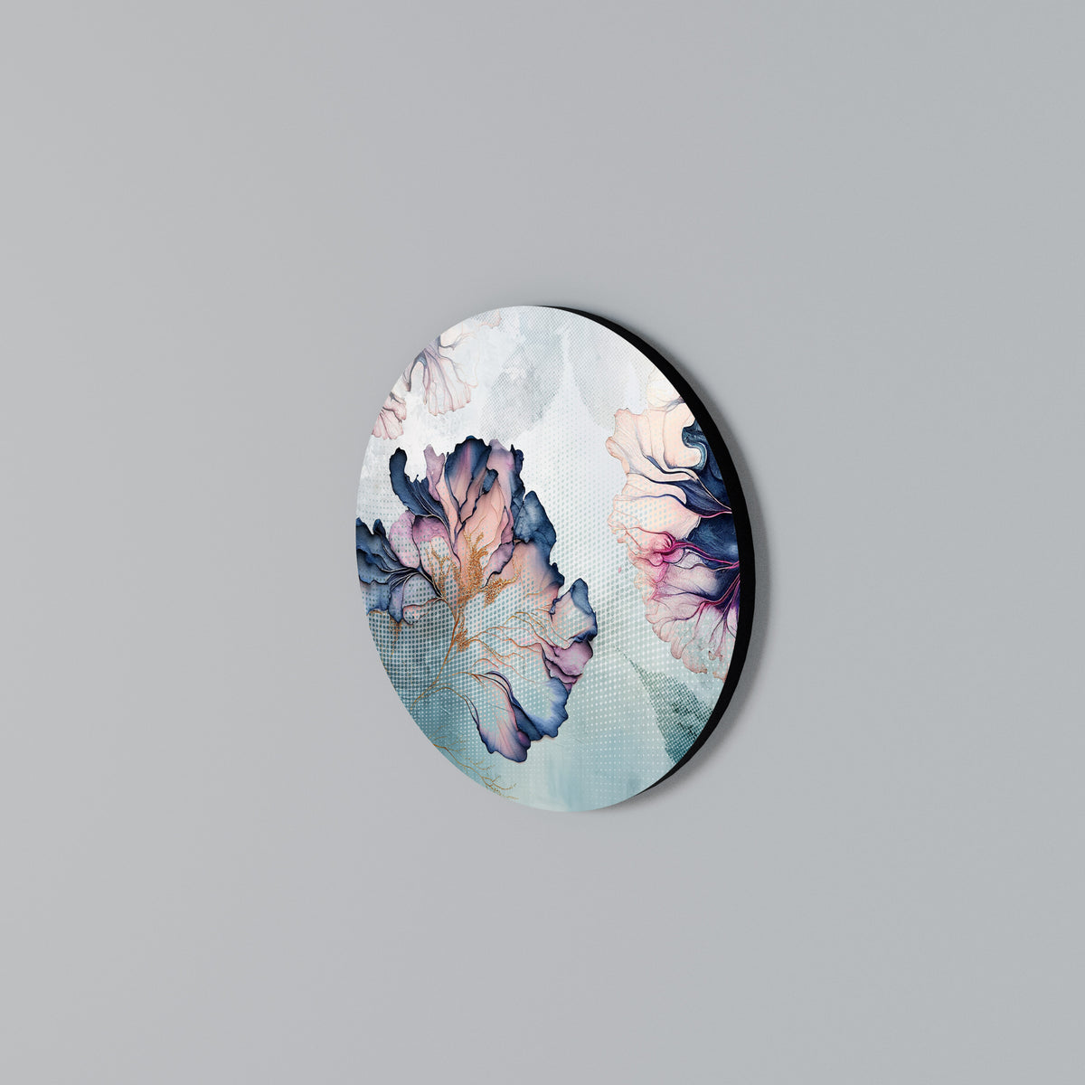 ICY BLOSSOMS Arte de pared redondo