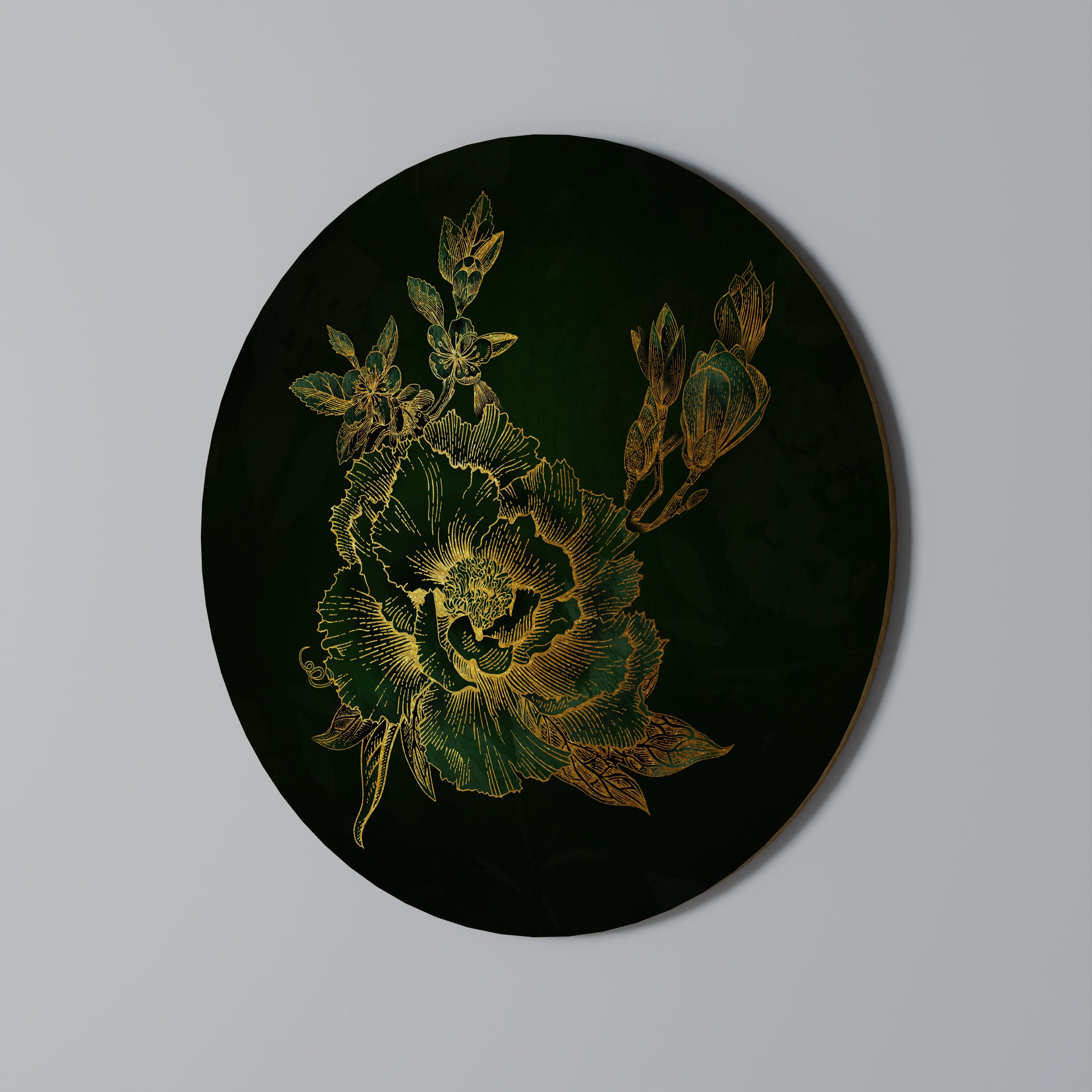 Arte de pared redondo MIDNIGHT FLORAL GLIMMER