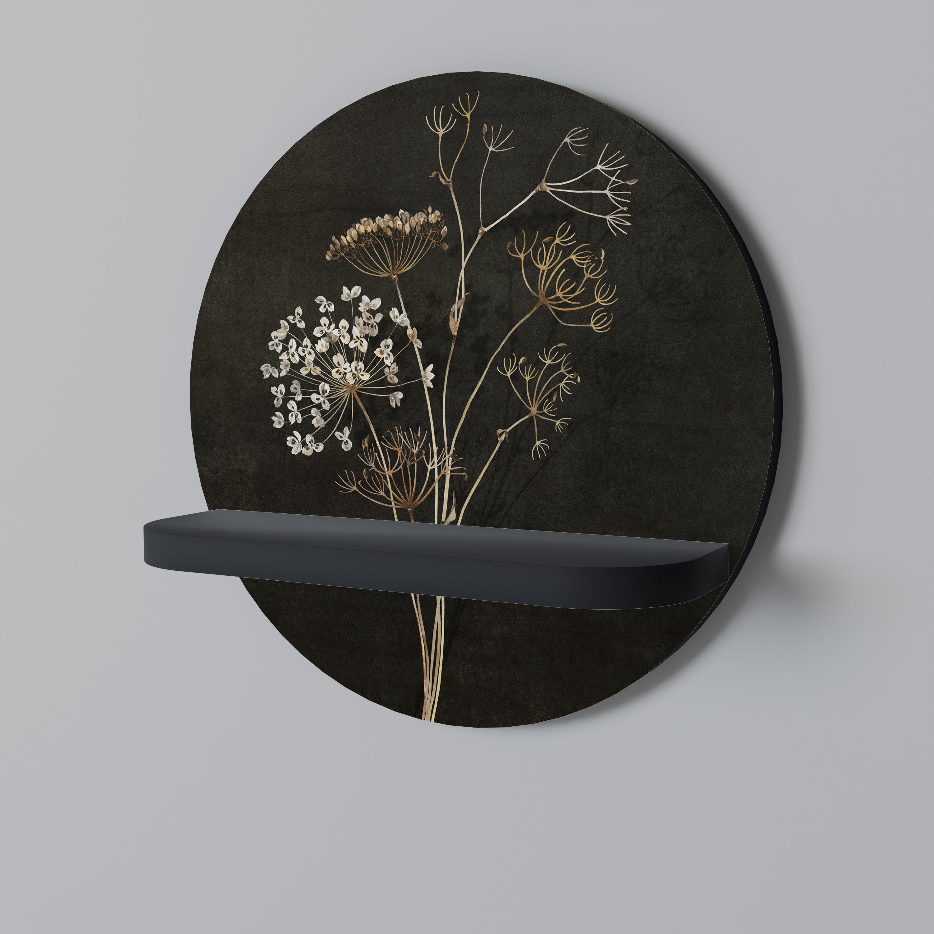 Estantería de arte redonda MEADOW MEMORIES con acabado negro