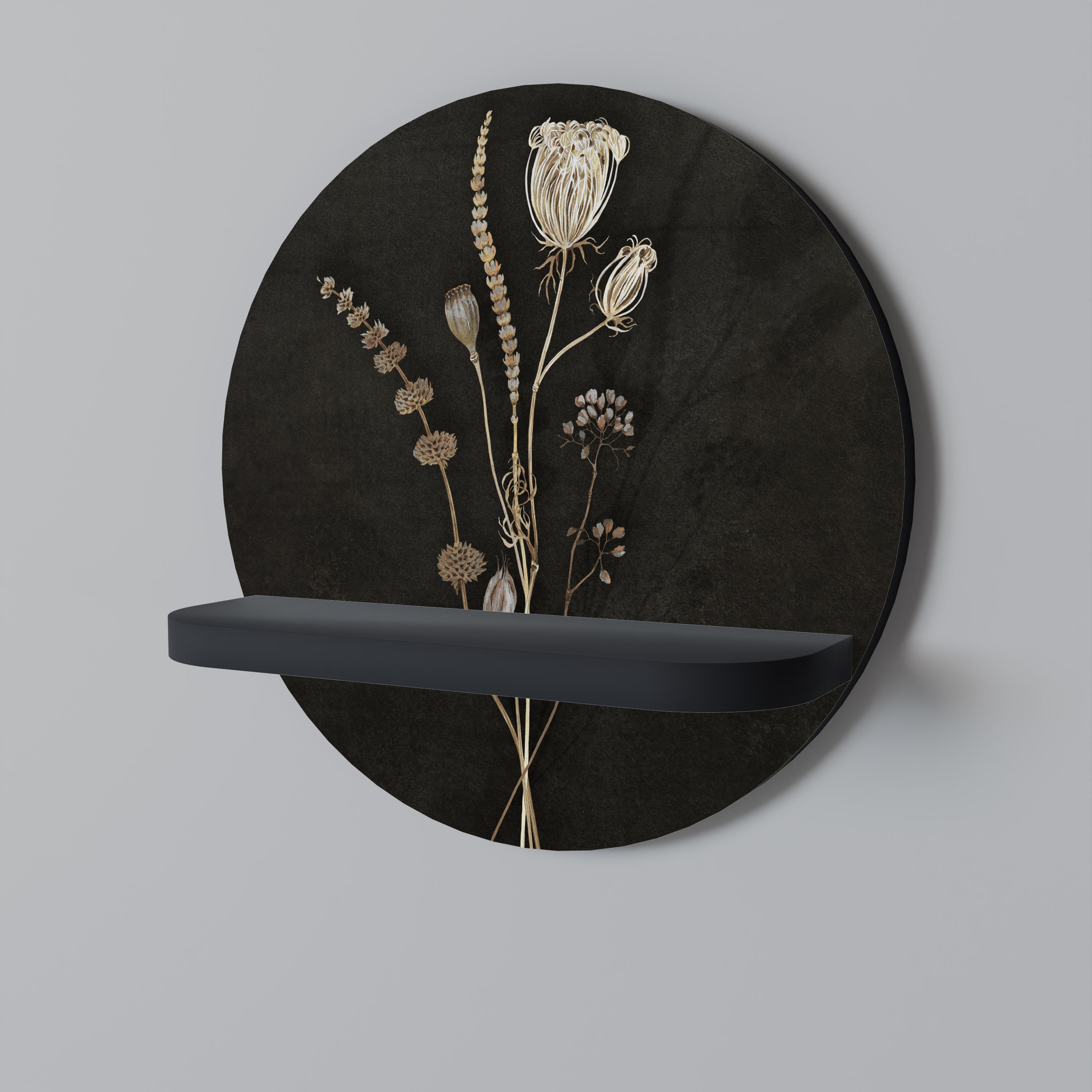 MEADOW ART. Estantería redonda para arte con acabado negro.