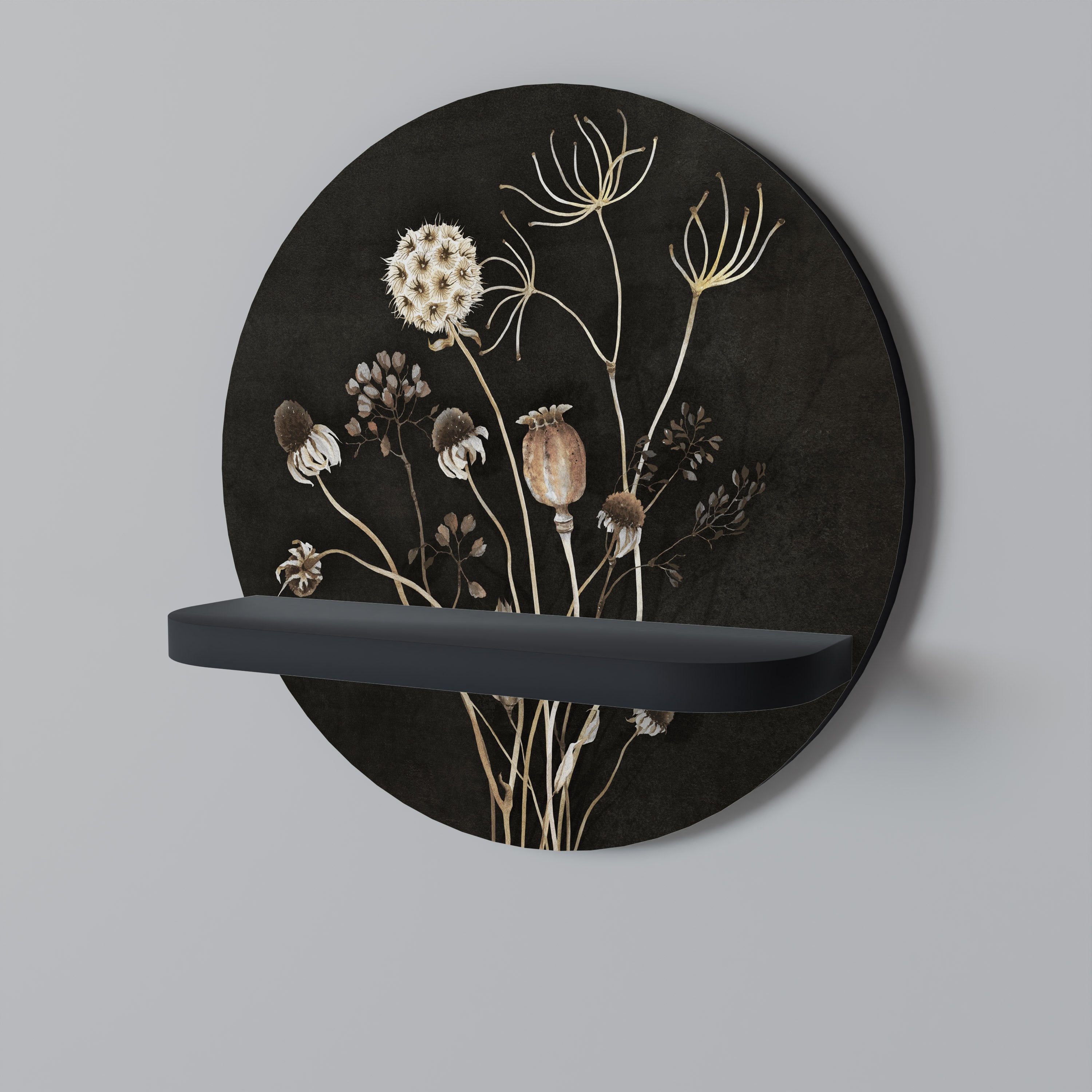 Estantería de arte redonda MEADOW SHADES con acabado negro