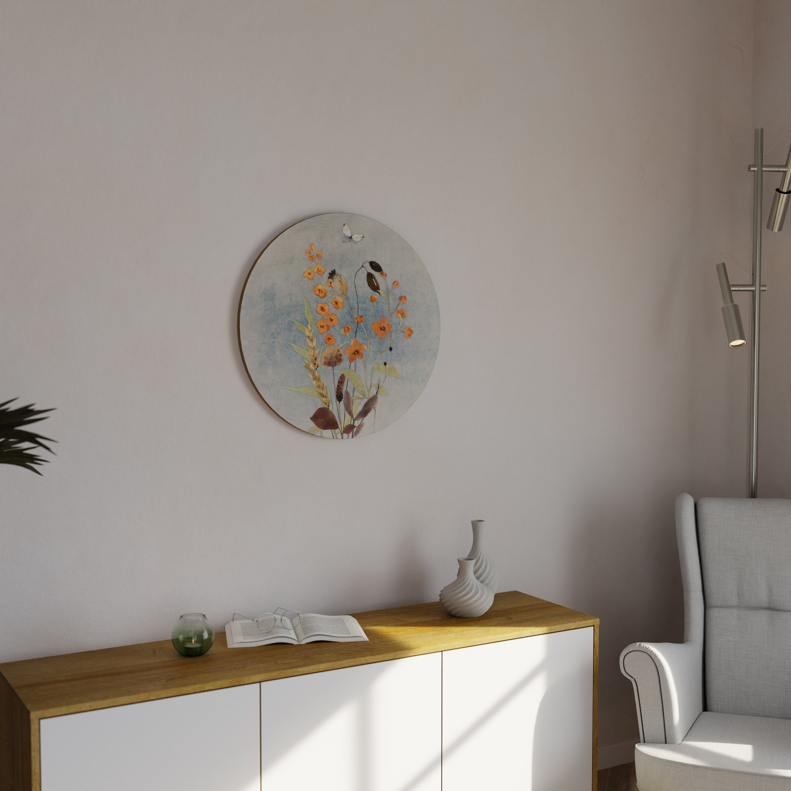 Arte de pared redondo SUSURROS DE FLORES SILVESTRES