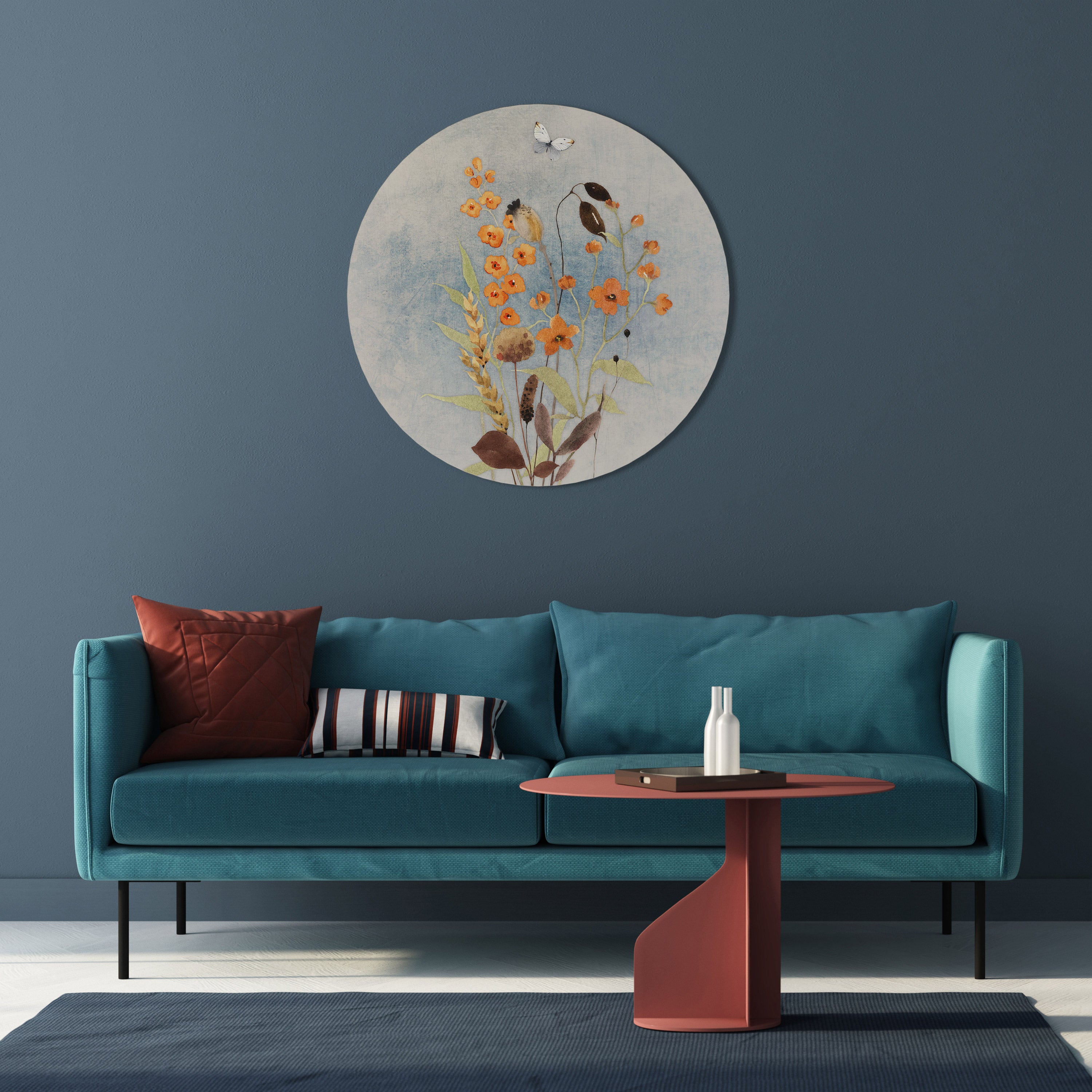 Arte de pared redondo SUSURROS DE FLORES SILVESTRES