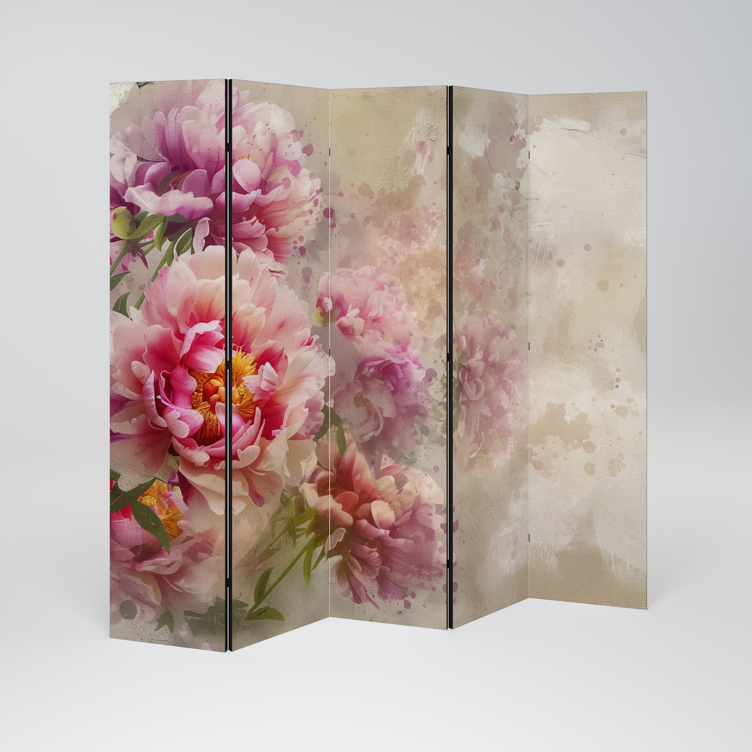 Biombo decorativo de 5 paneles PEONY WHISPER