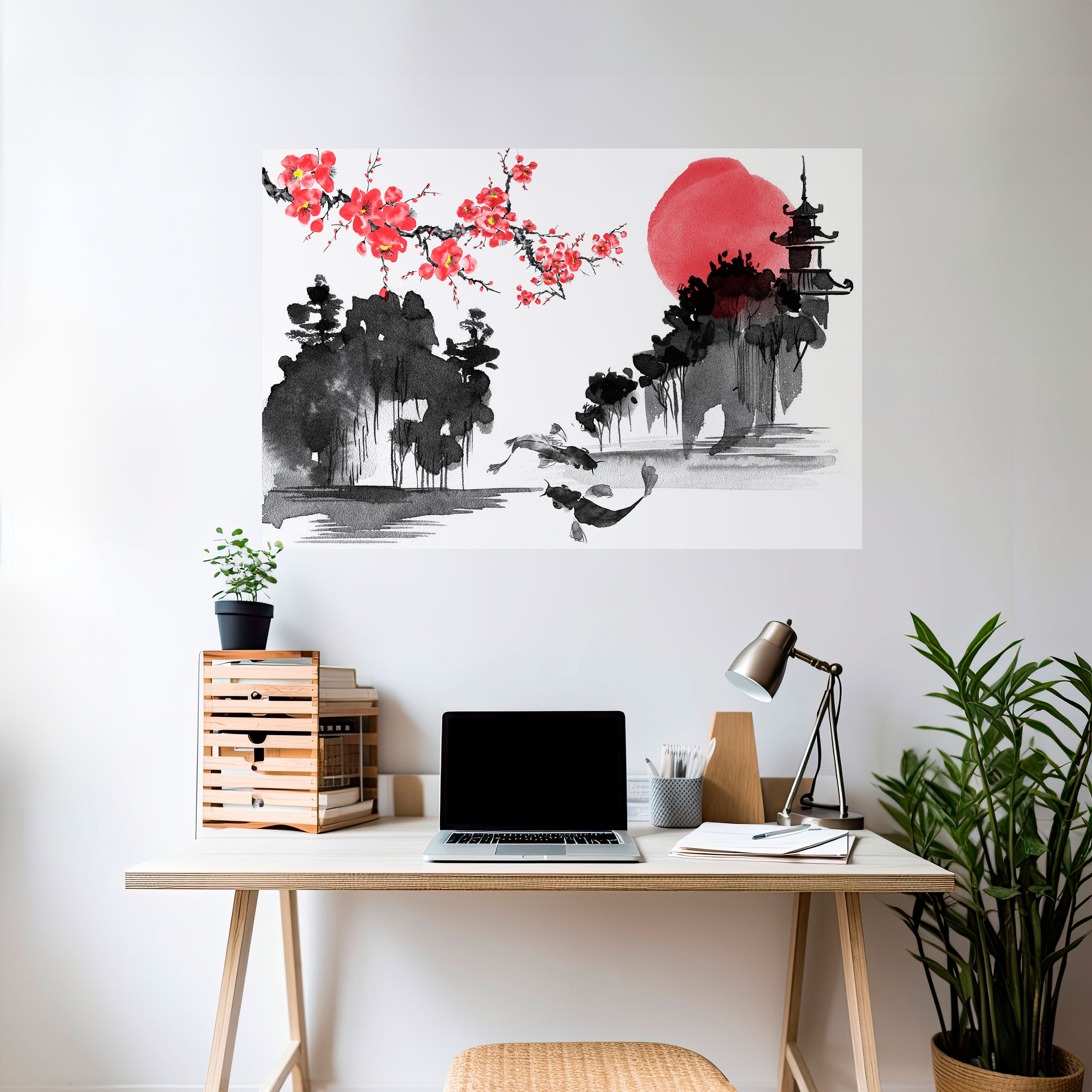Póster horizontal autoadhesivo CHERRY SHADOWS