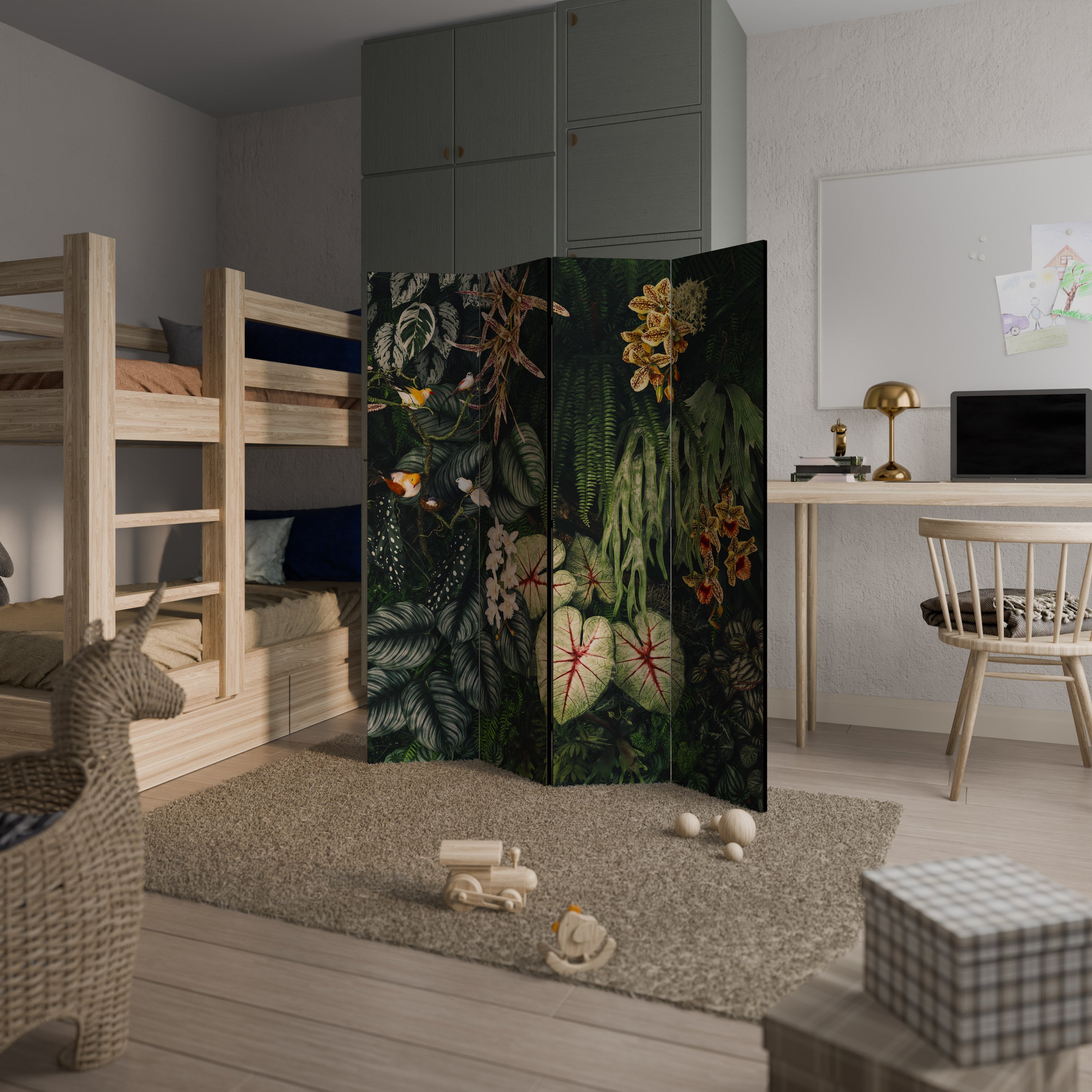 Biombo decorativo de 4 paneles SILENT WILDERNESS