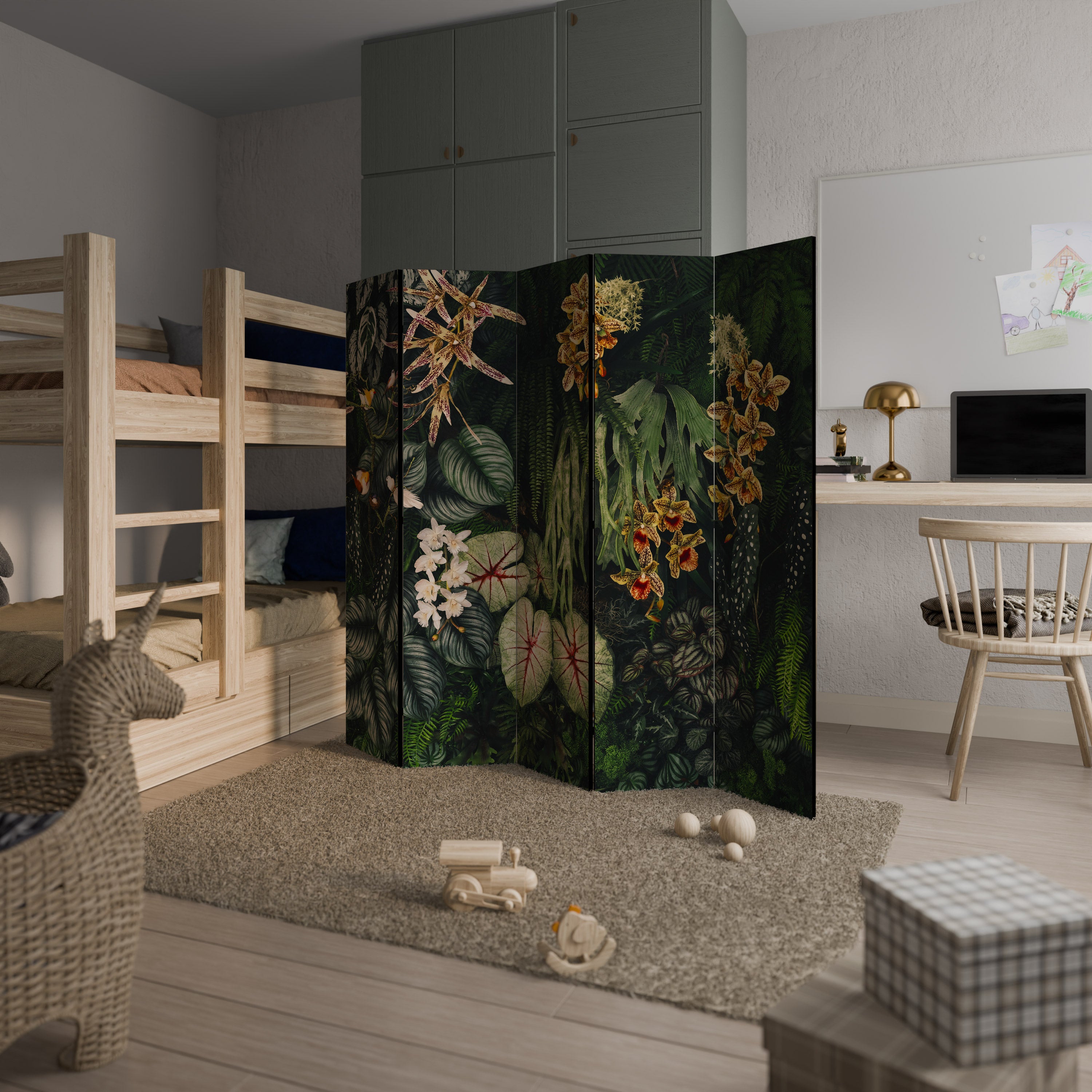Biombo decorativo de 5 paneles SILENT WILDERNESS
