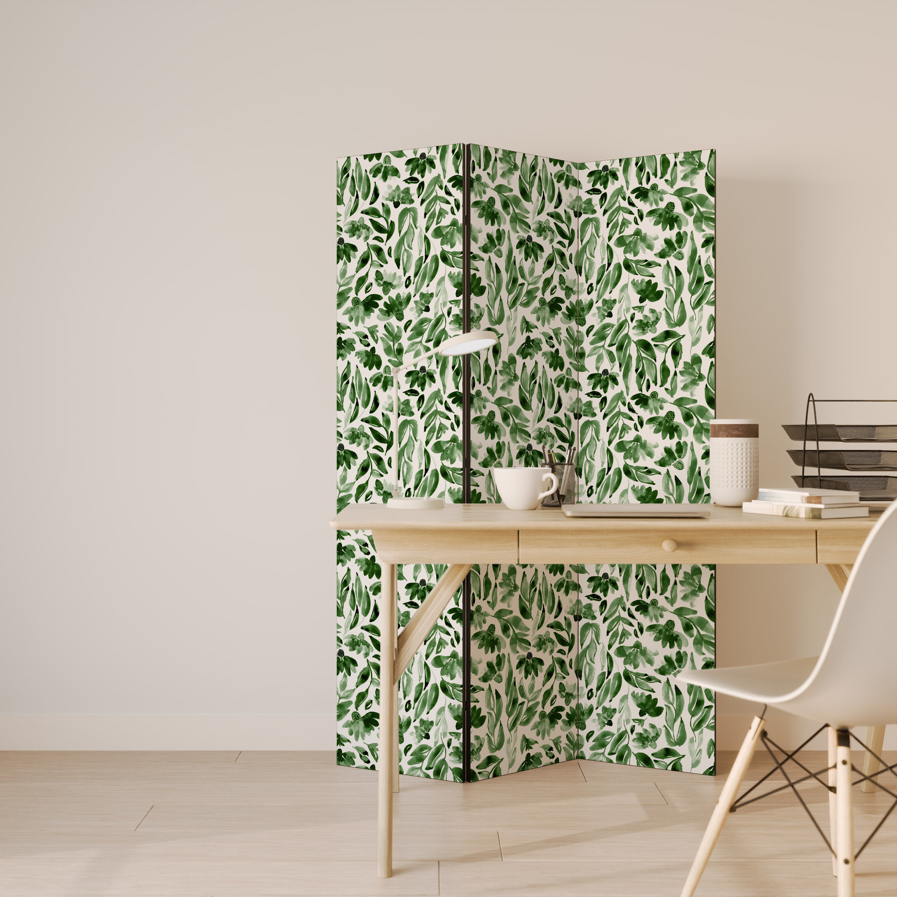 Biombo decorativo de 3 paneles LEAFY LAYERS