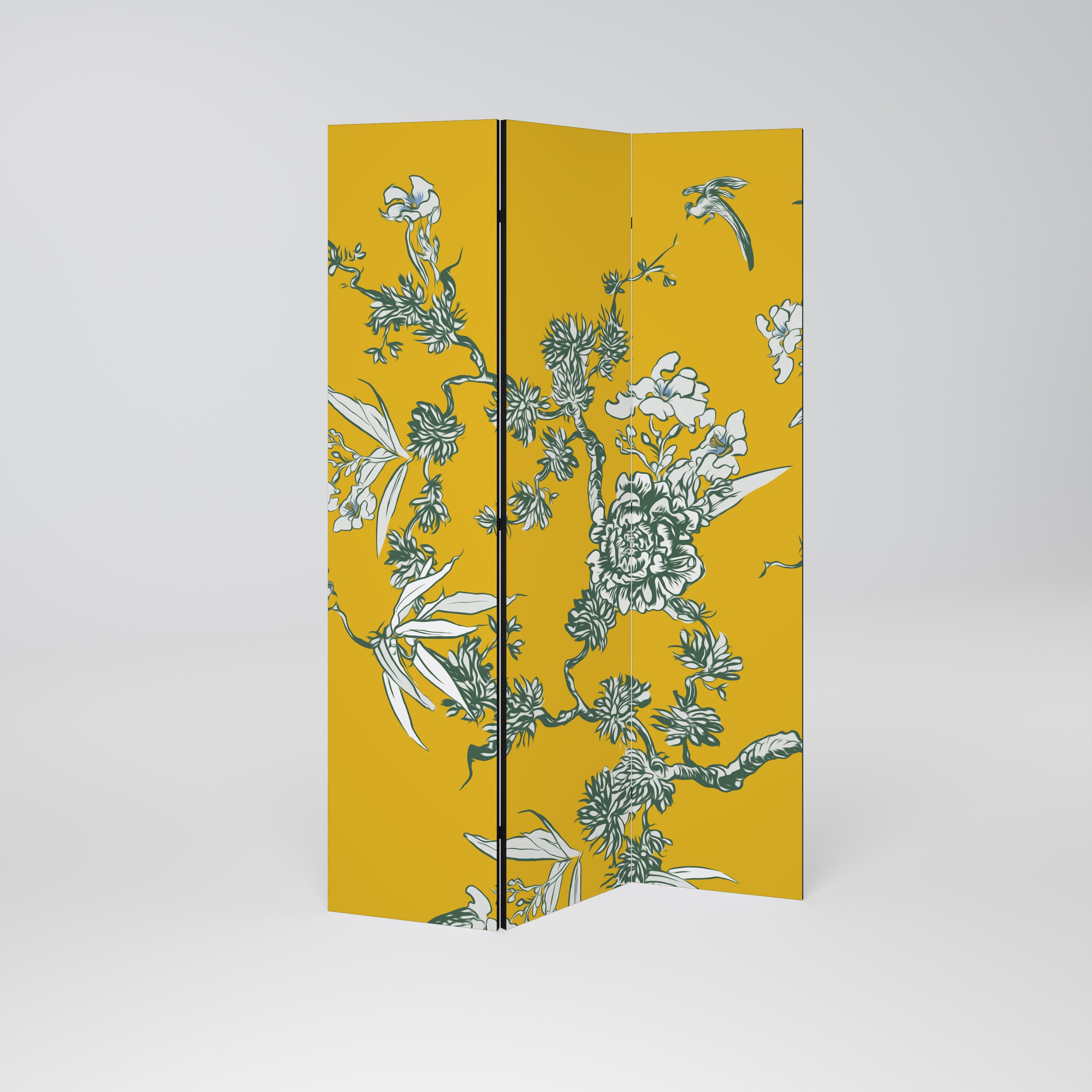 Biombo decorativo de 3 paneles CHINOISERIE AMARILLO