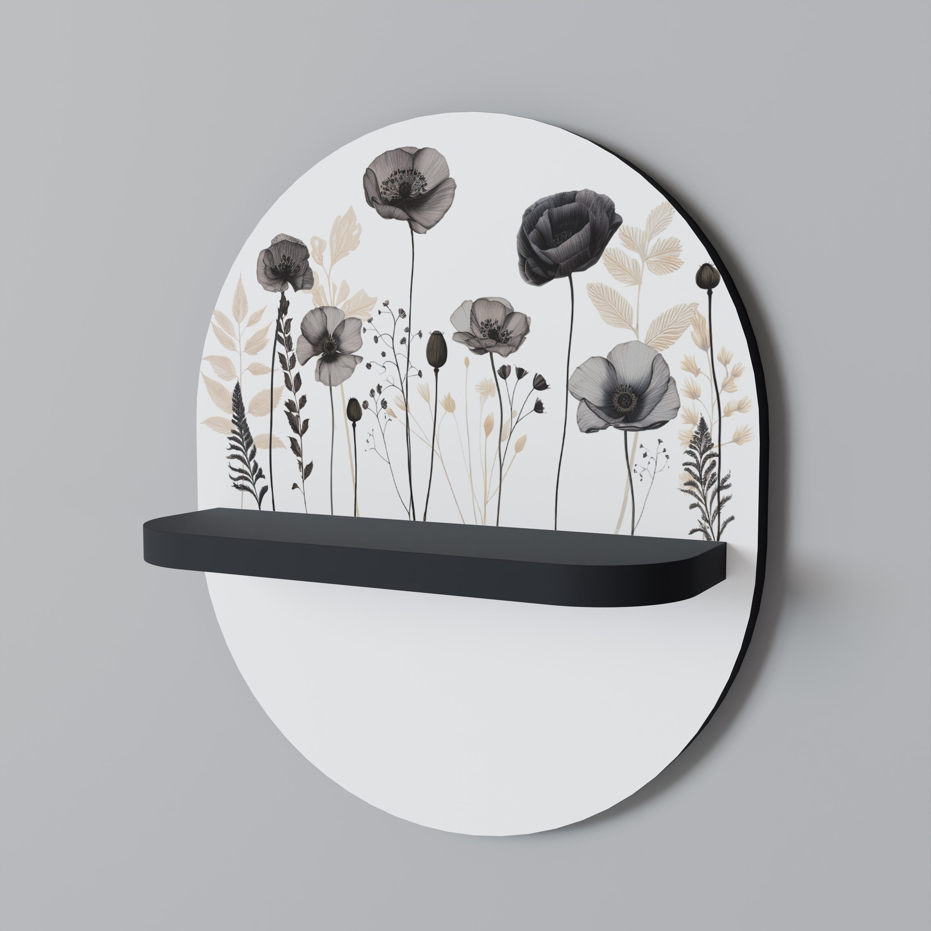 Estantería de arte ovalada POPPY ALLURE con acabado negro