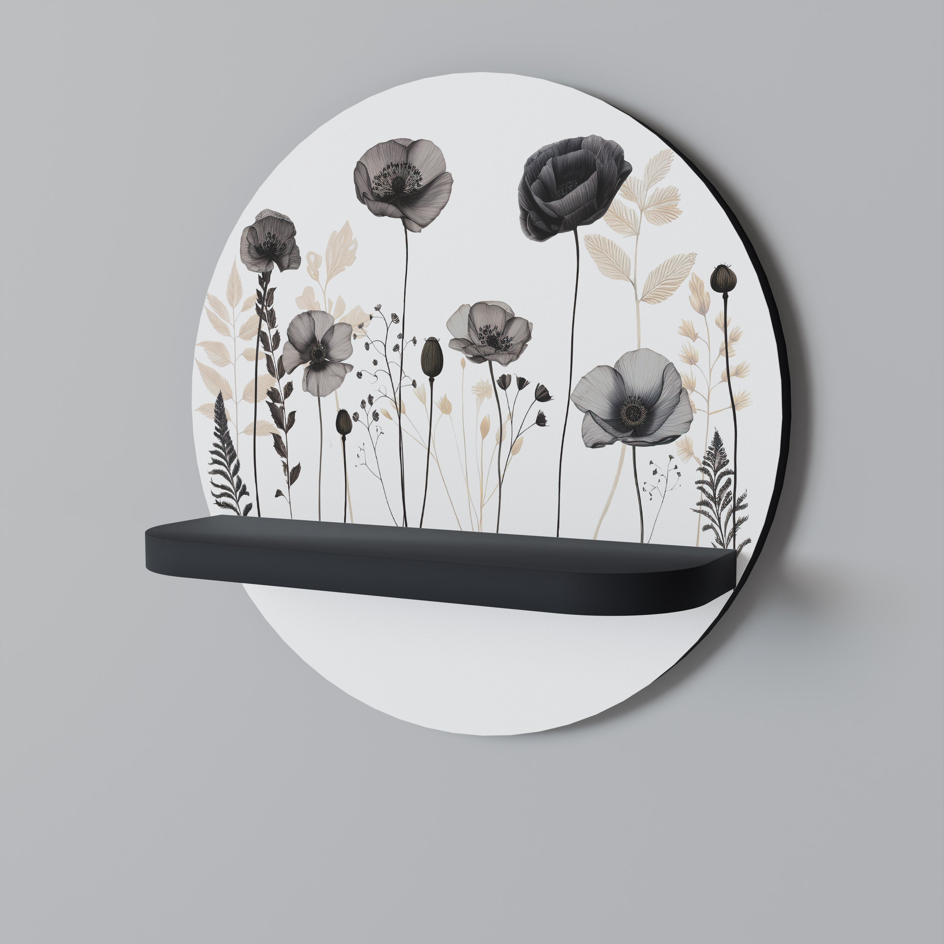 Estantería de arte redonda POPPY ALLURE con acabado negro