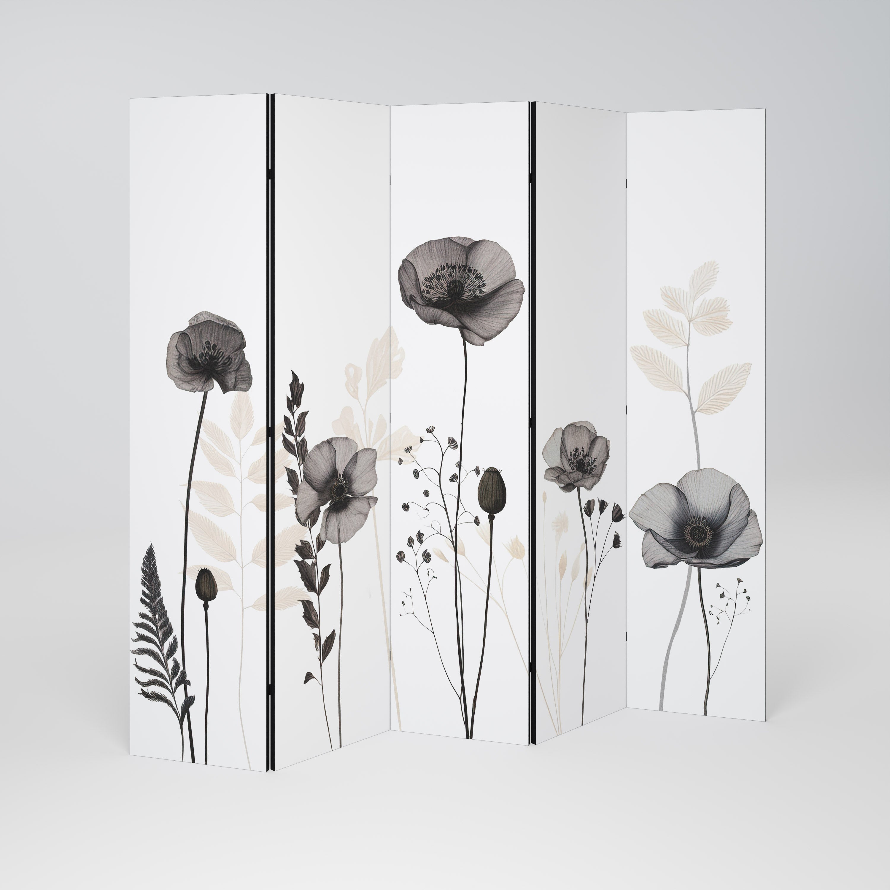 Biombo decorativo POPPY ALLURE de 5 paneles
