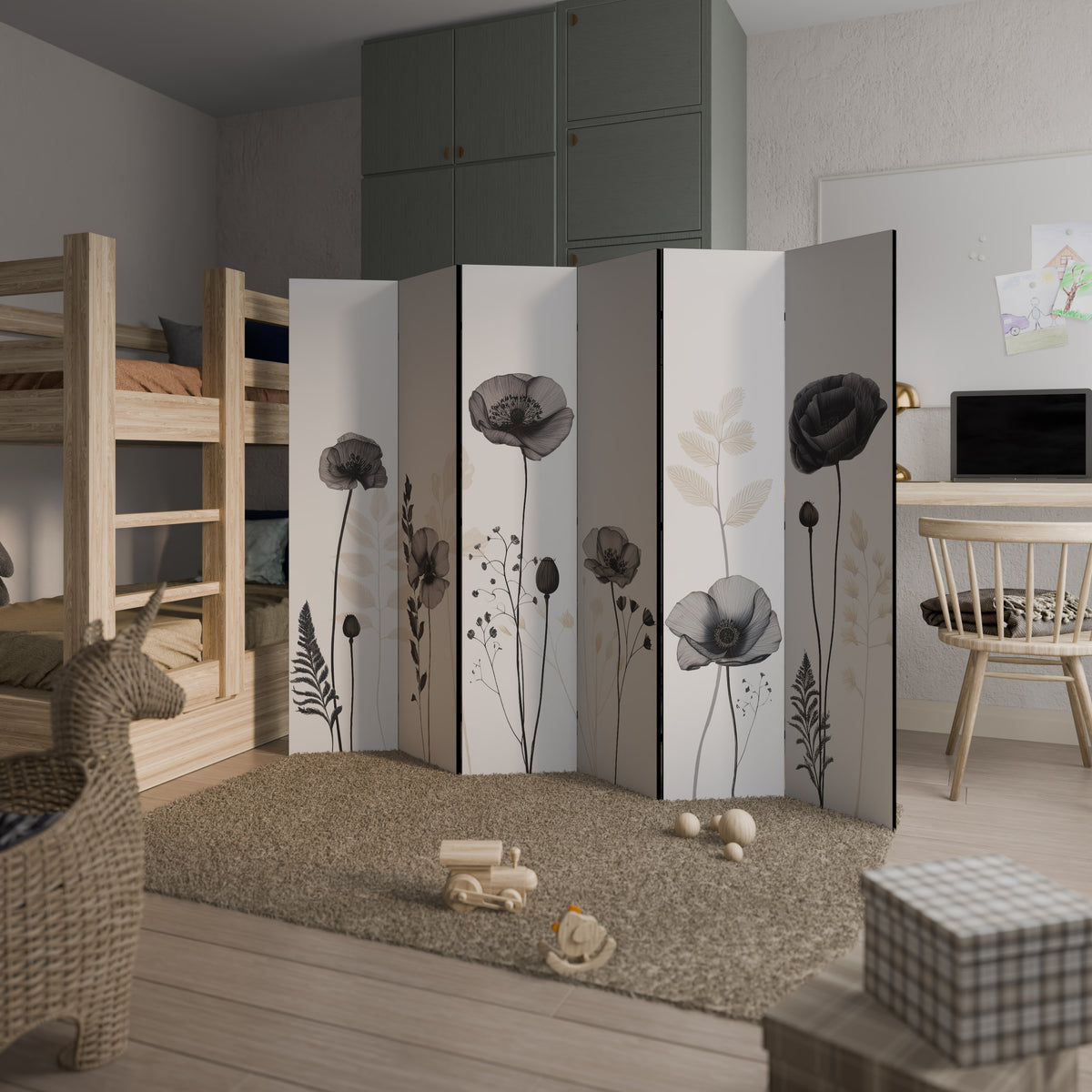POPPY ALLURE Biombo de 6 paneles