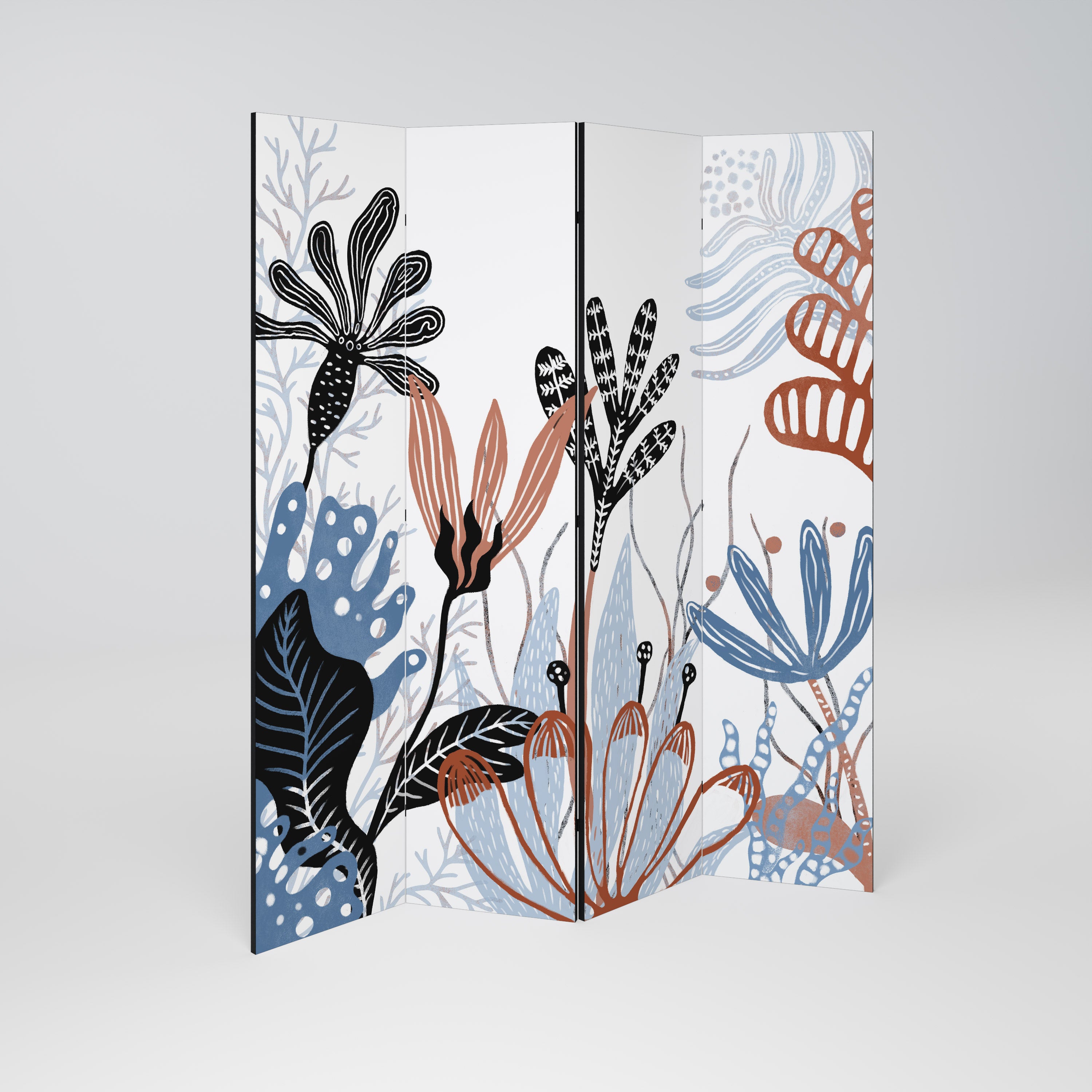 Biombo decorativo de 4 paneles ORGANIC ASSEMBLAGE