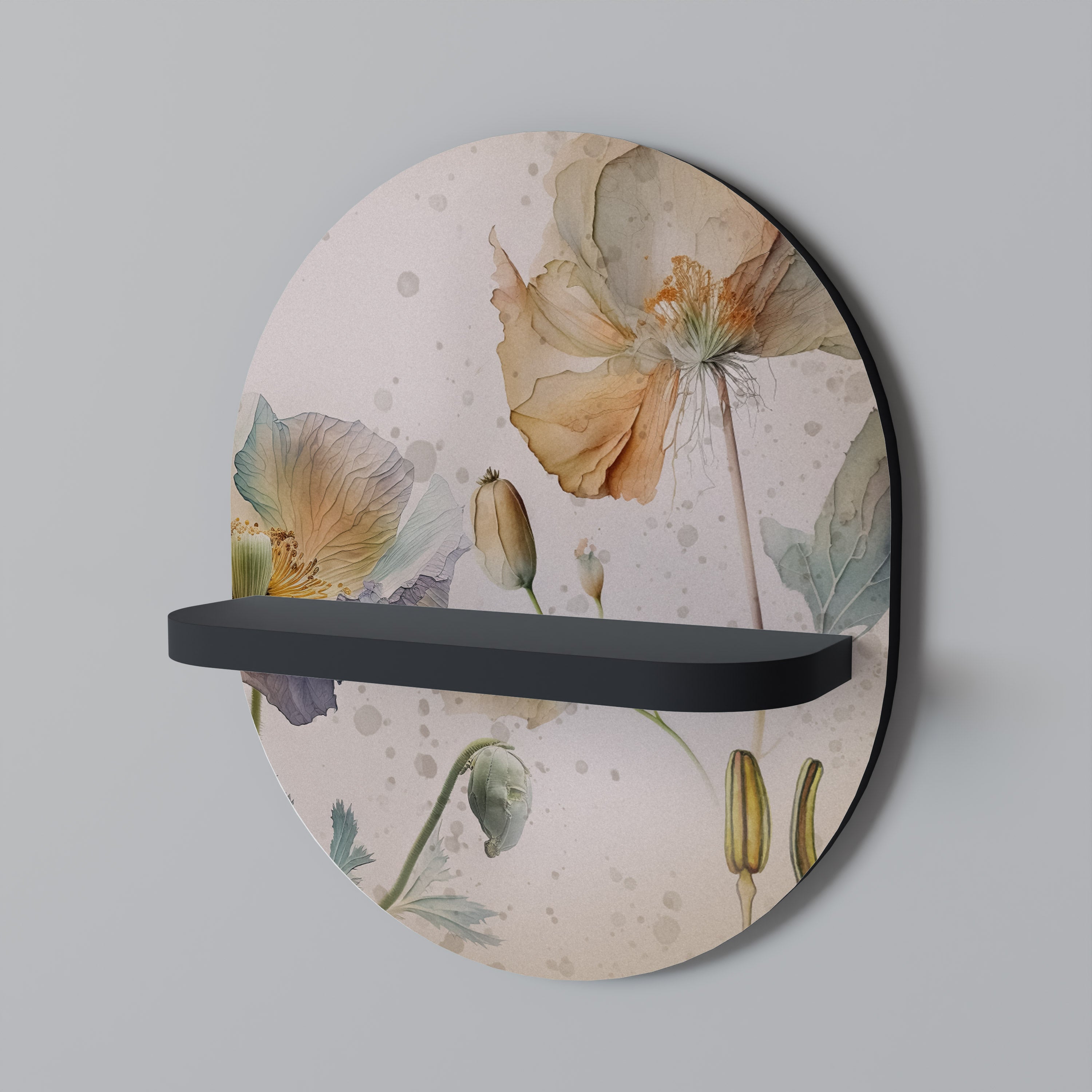 SOFTEN POPPY Estantería de arte ovalada con acabado negro