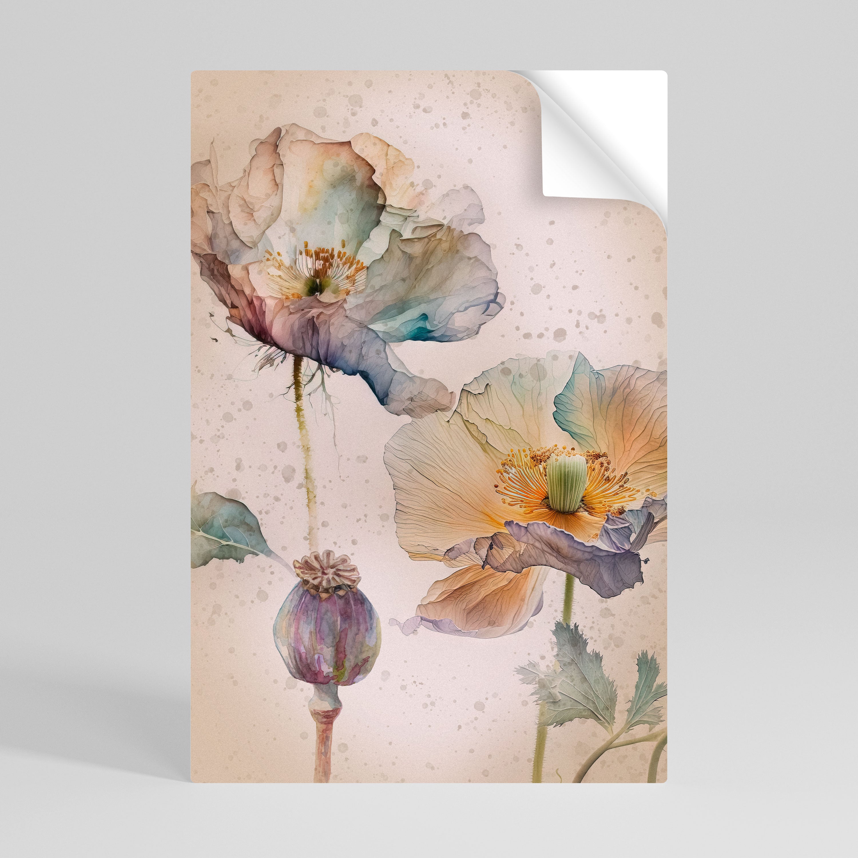 Póster vertical autoadhesivo "SOFTEN POPPY"