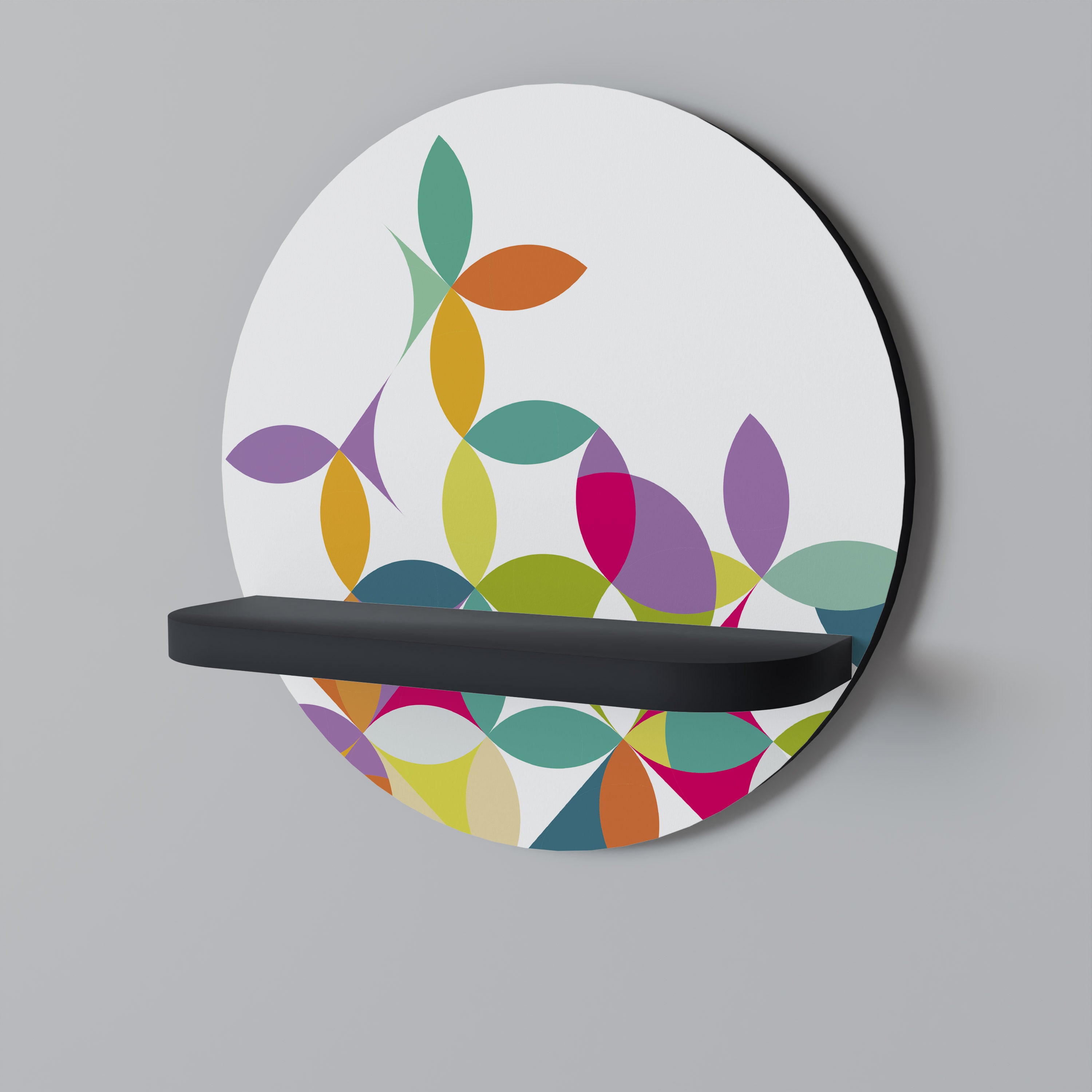 Estantería de arte redonda PIXEL BLOSSOM con acabado negro