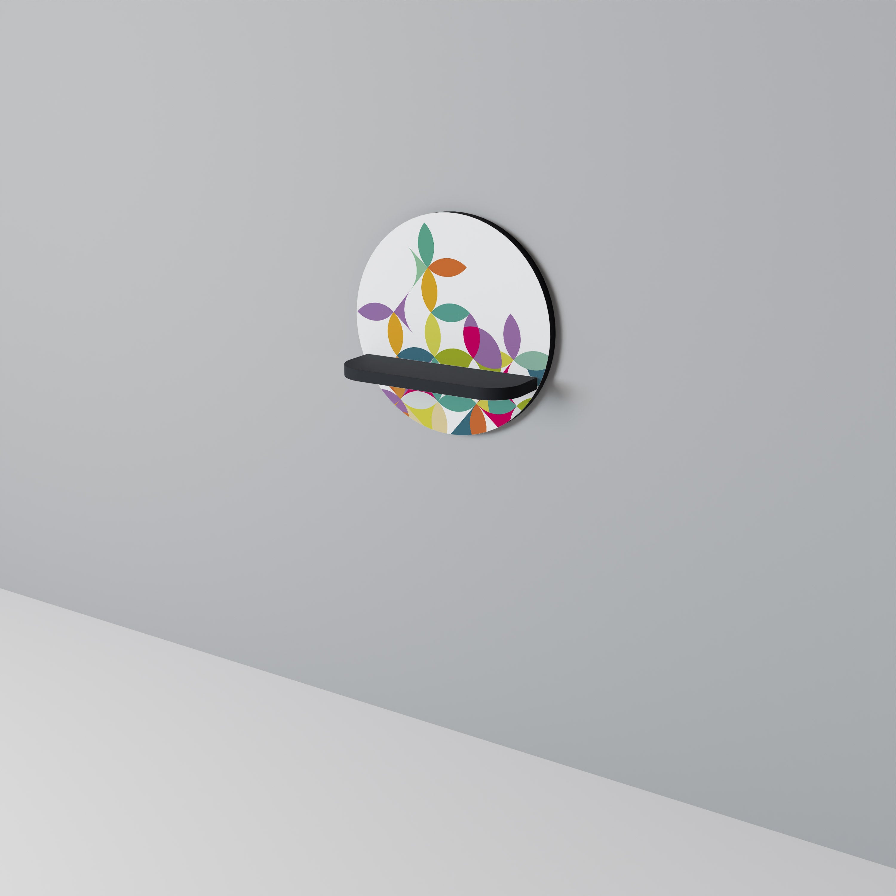 Estantería de arte redonda PIXEL BLOSSOM con acabado negro