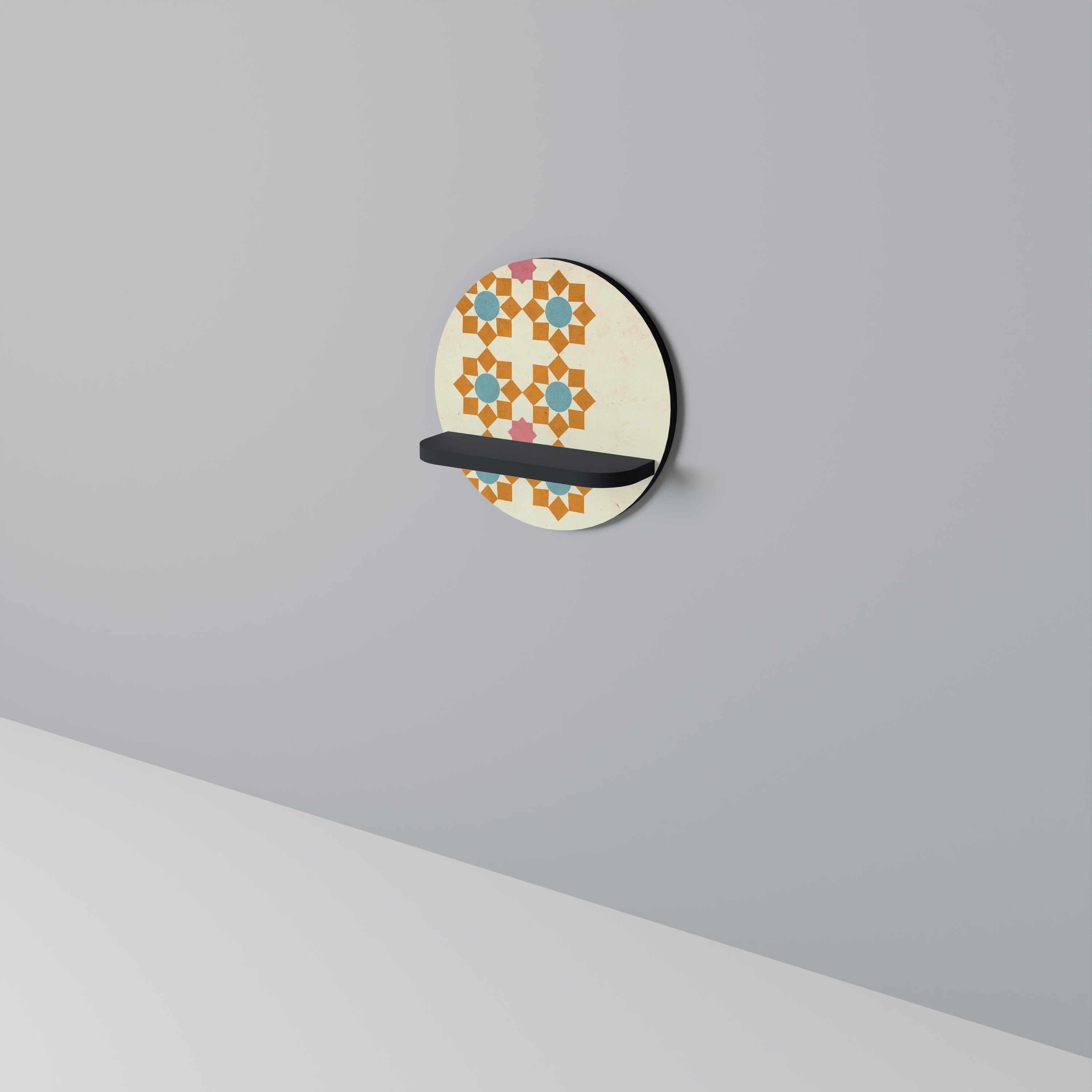 Estantería artística redonda con acabado negro para decoración floral