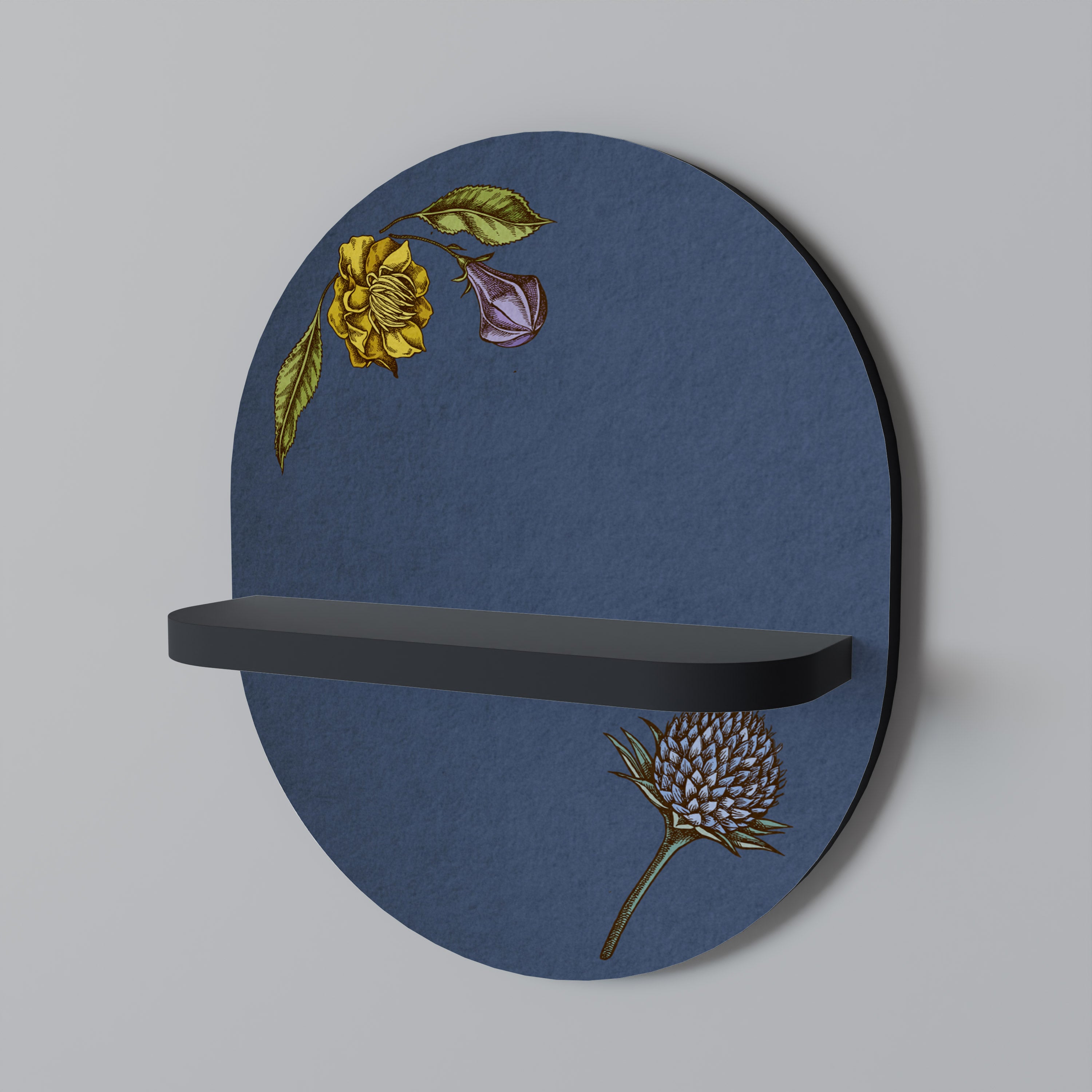 Estantería de arte ovalada MIDNIGHT FLORA con acabado negro