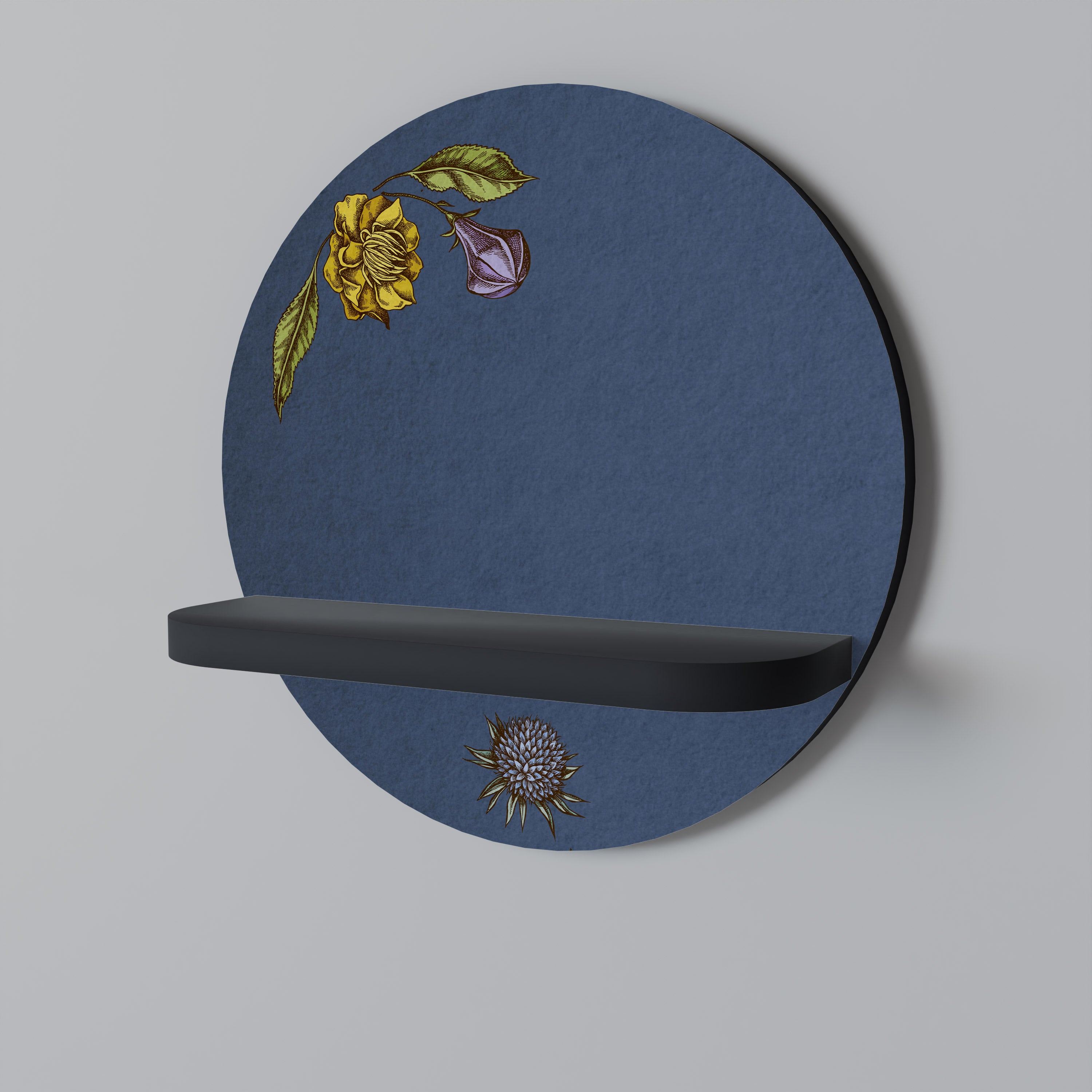 Estantería redonda MIDNIGHT FLORA con acabado negro
