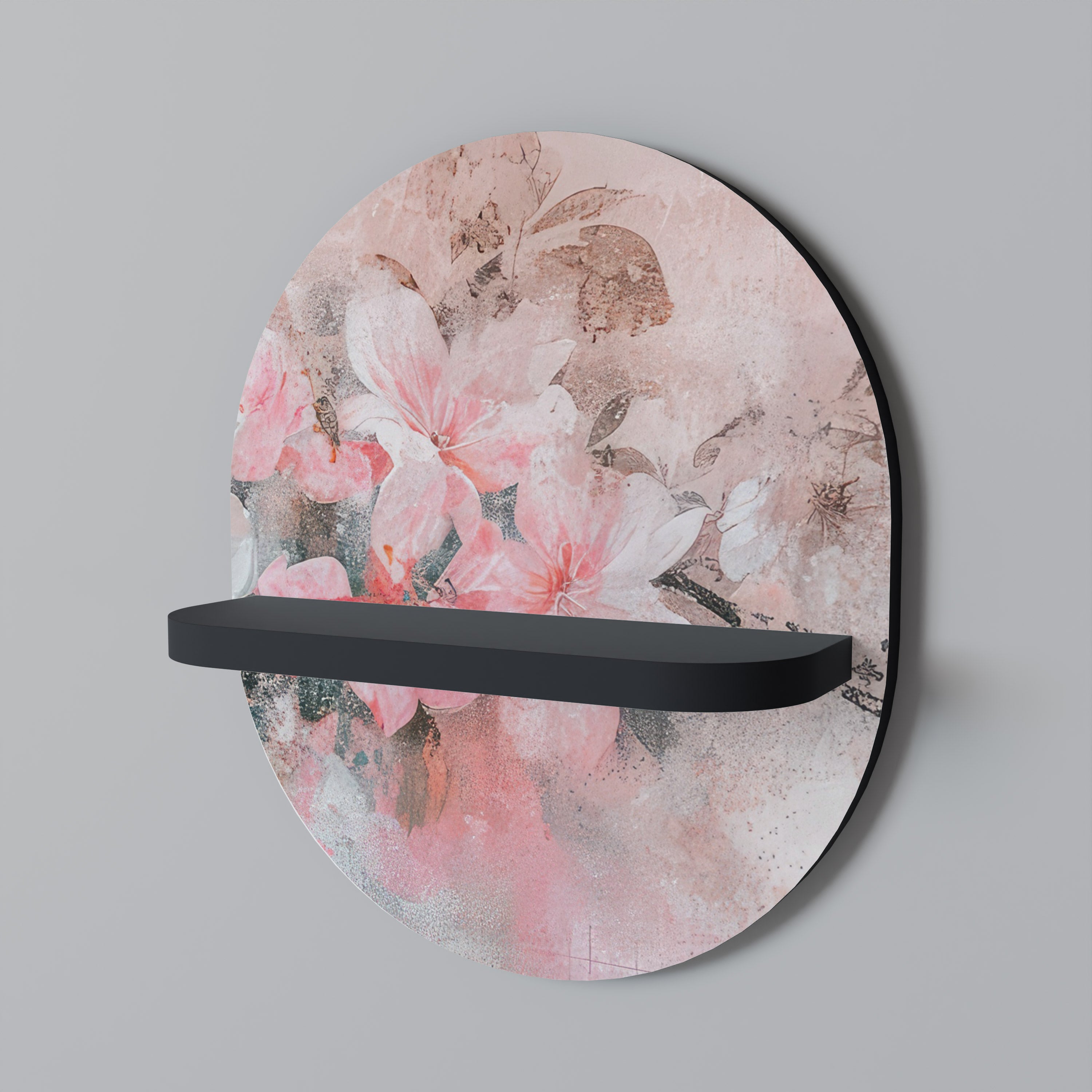 Estantería de arte ovalada CHERRY BLOSSOM con acabado negro