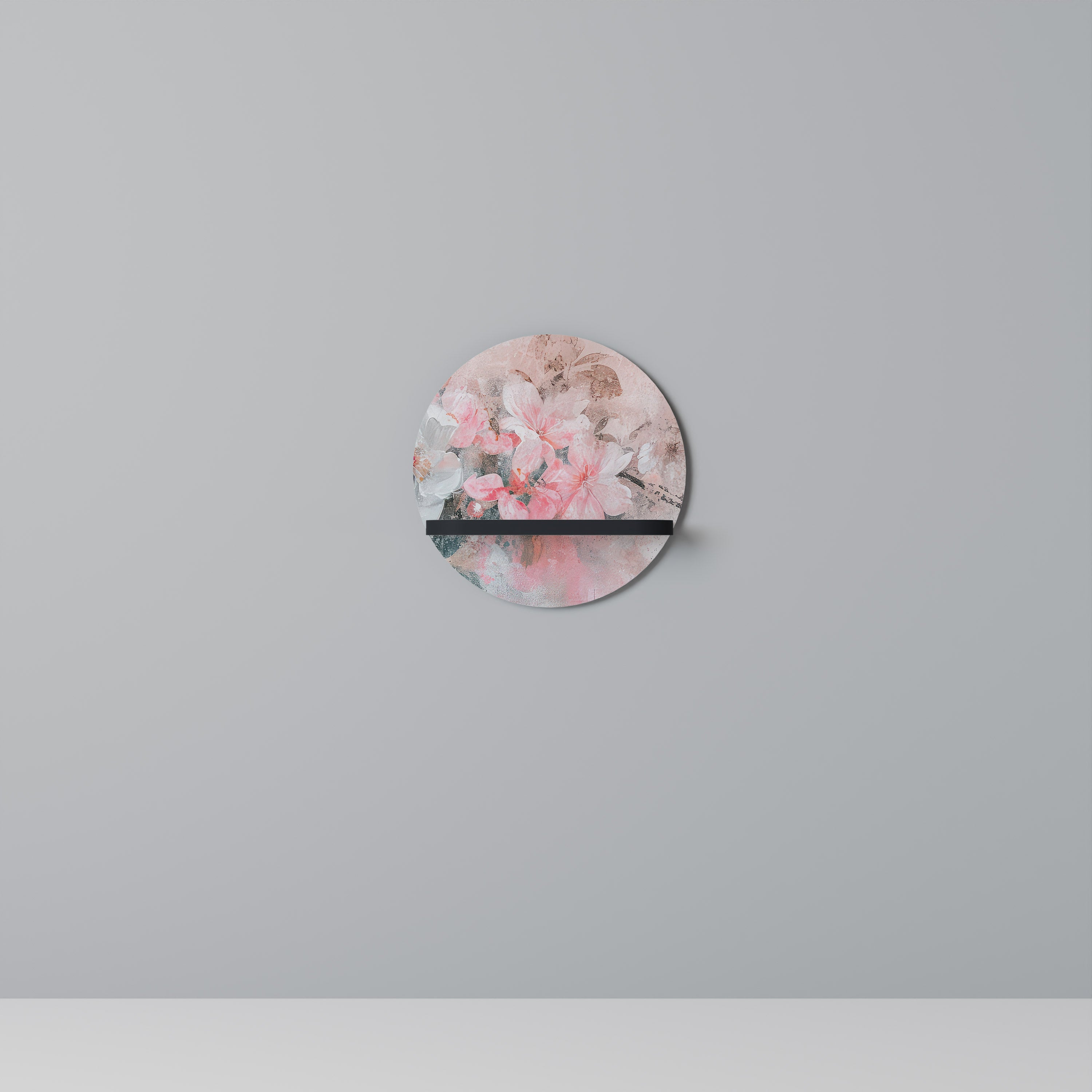 Estantería de arte redonda CHERRY BLOSSOM con acabado negro