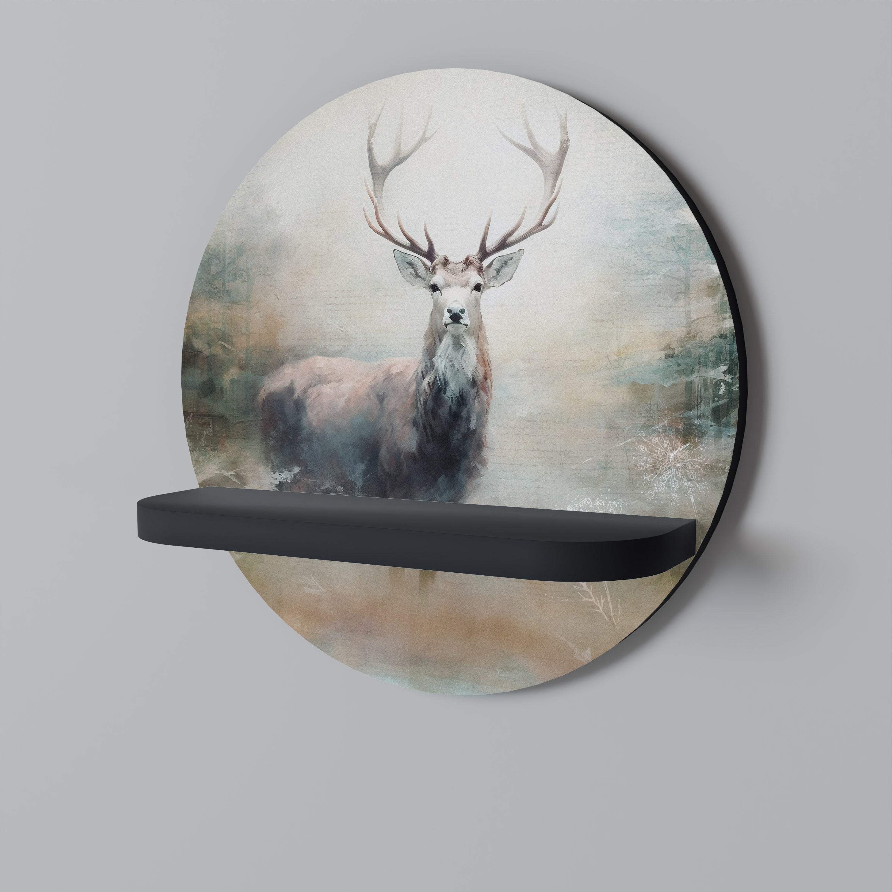 Estantería de arte redonda FOREST KING con acabado negro