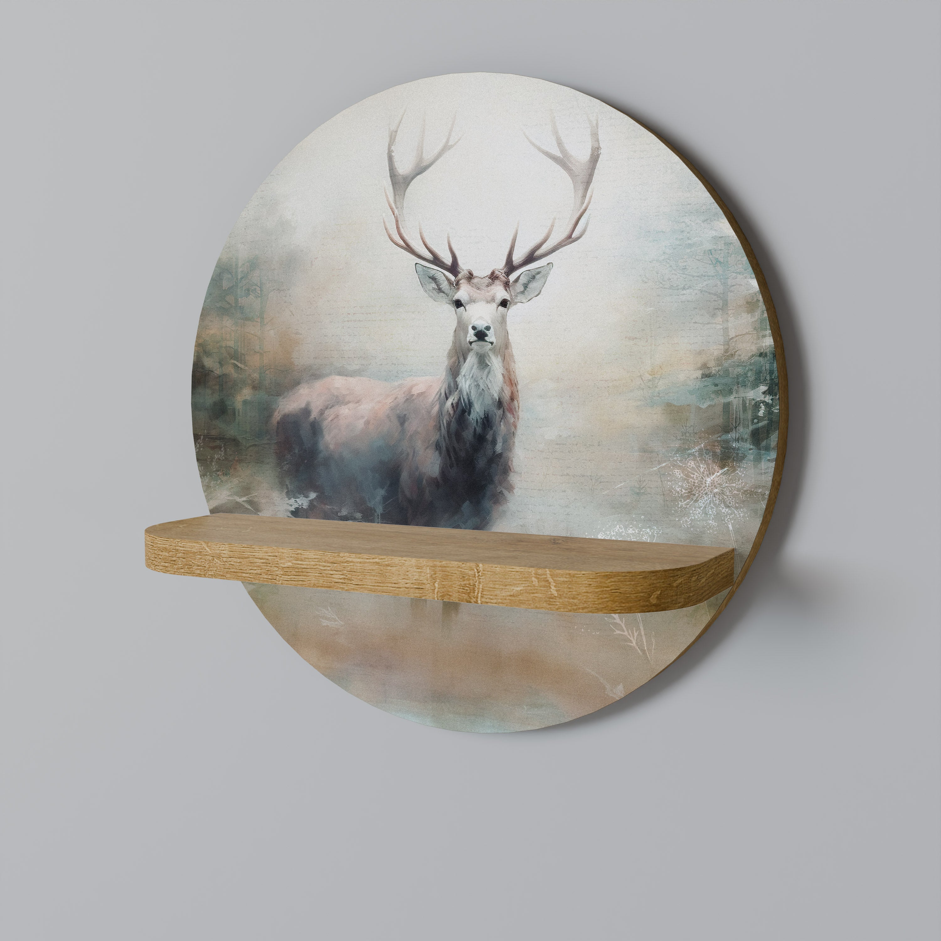 Estantería de arte redonda FOREST KING con efecto roble