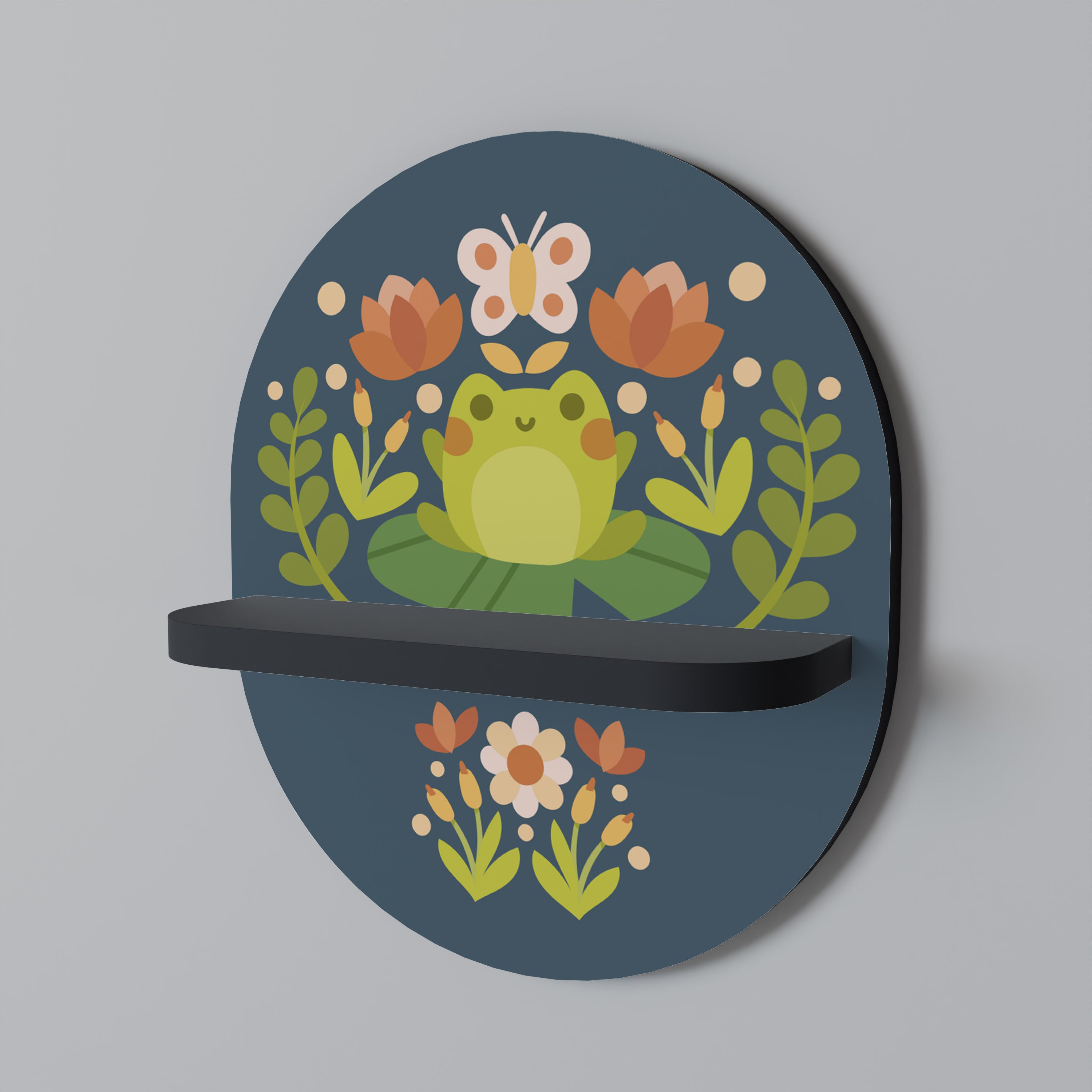 Estantería de arte ovalada MEADOW IDYLL con acabado negro