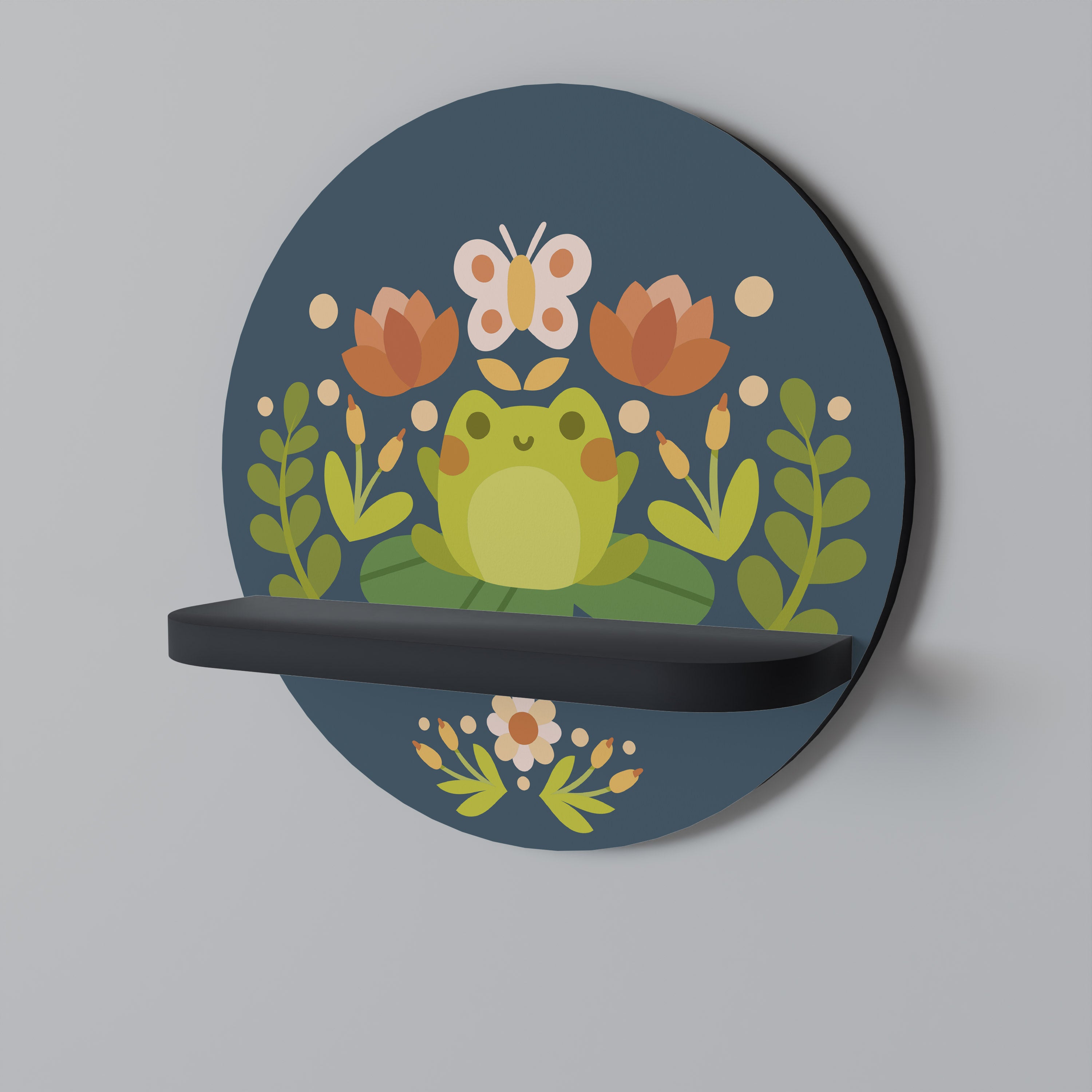 Estantería de arte redonda MEADOW IDYLL con acabado negro