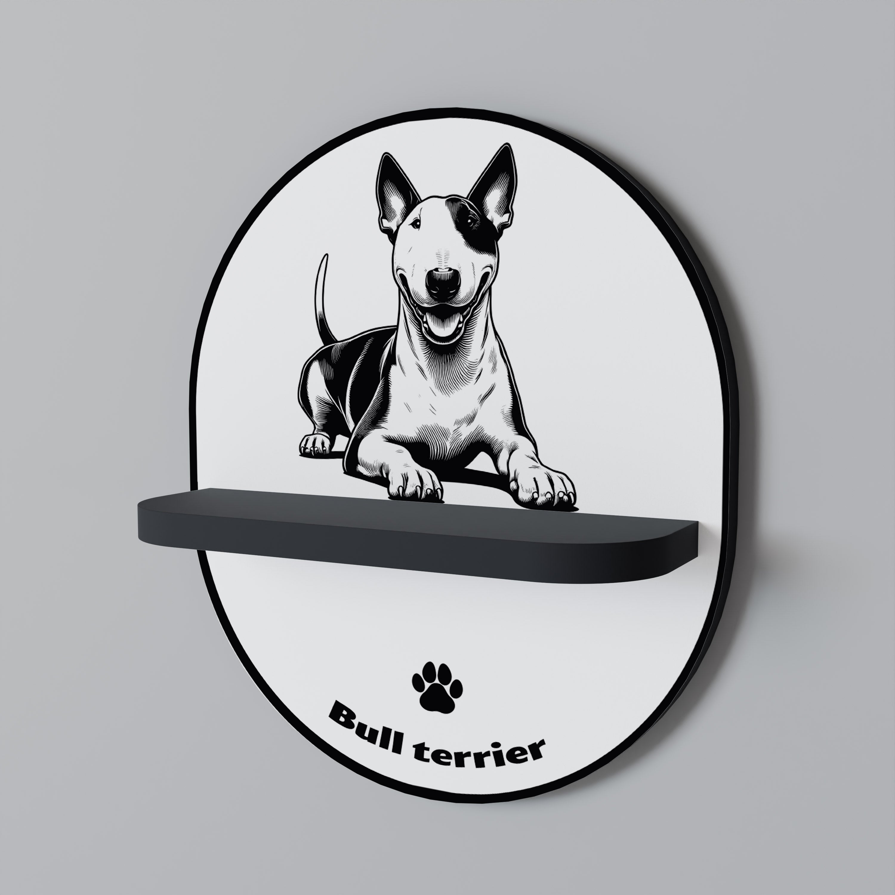 Estantería de arte ovalada BULL TERRIER con acabado negro