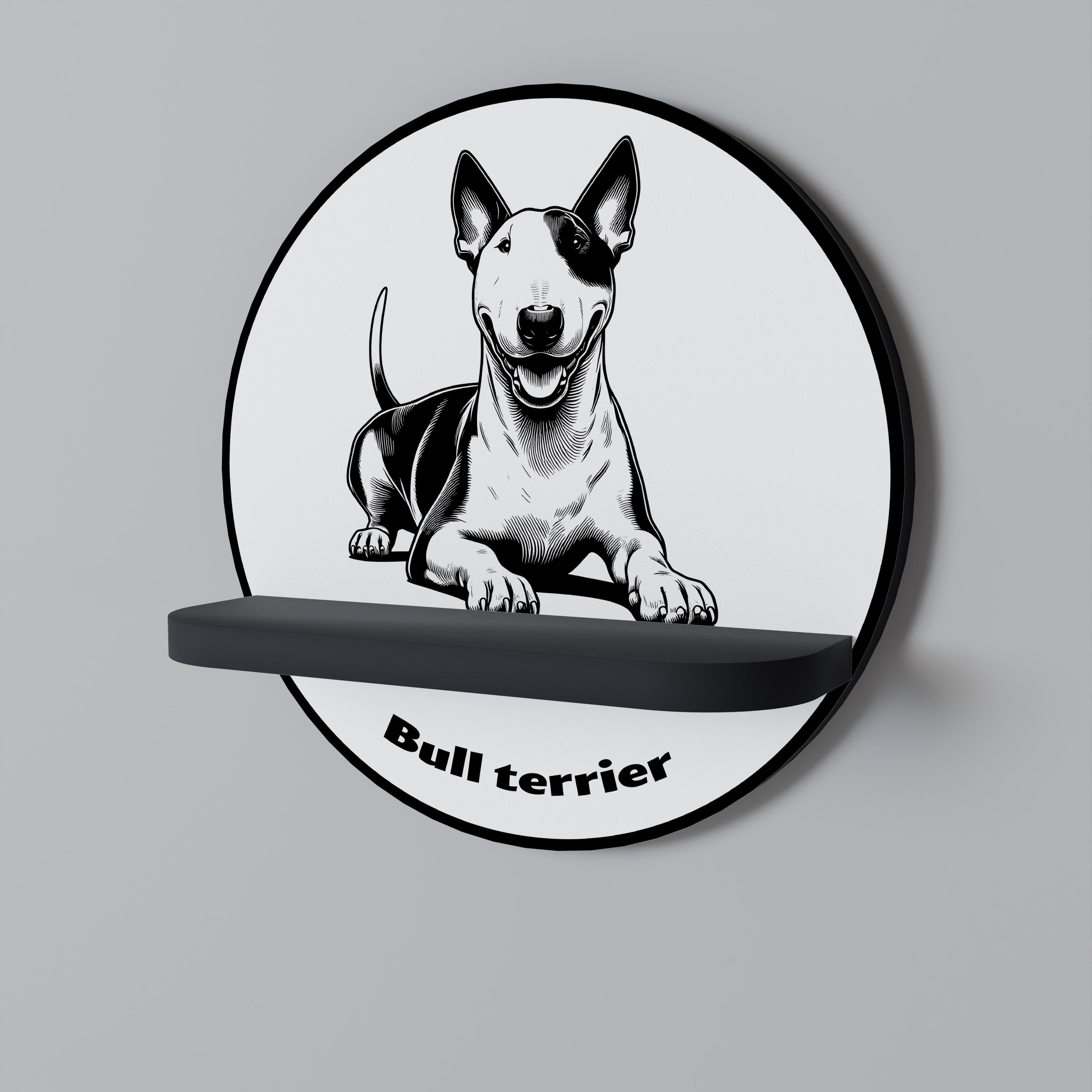 Estantería redonda de arte BULL TERRIER con acabado negro
