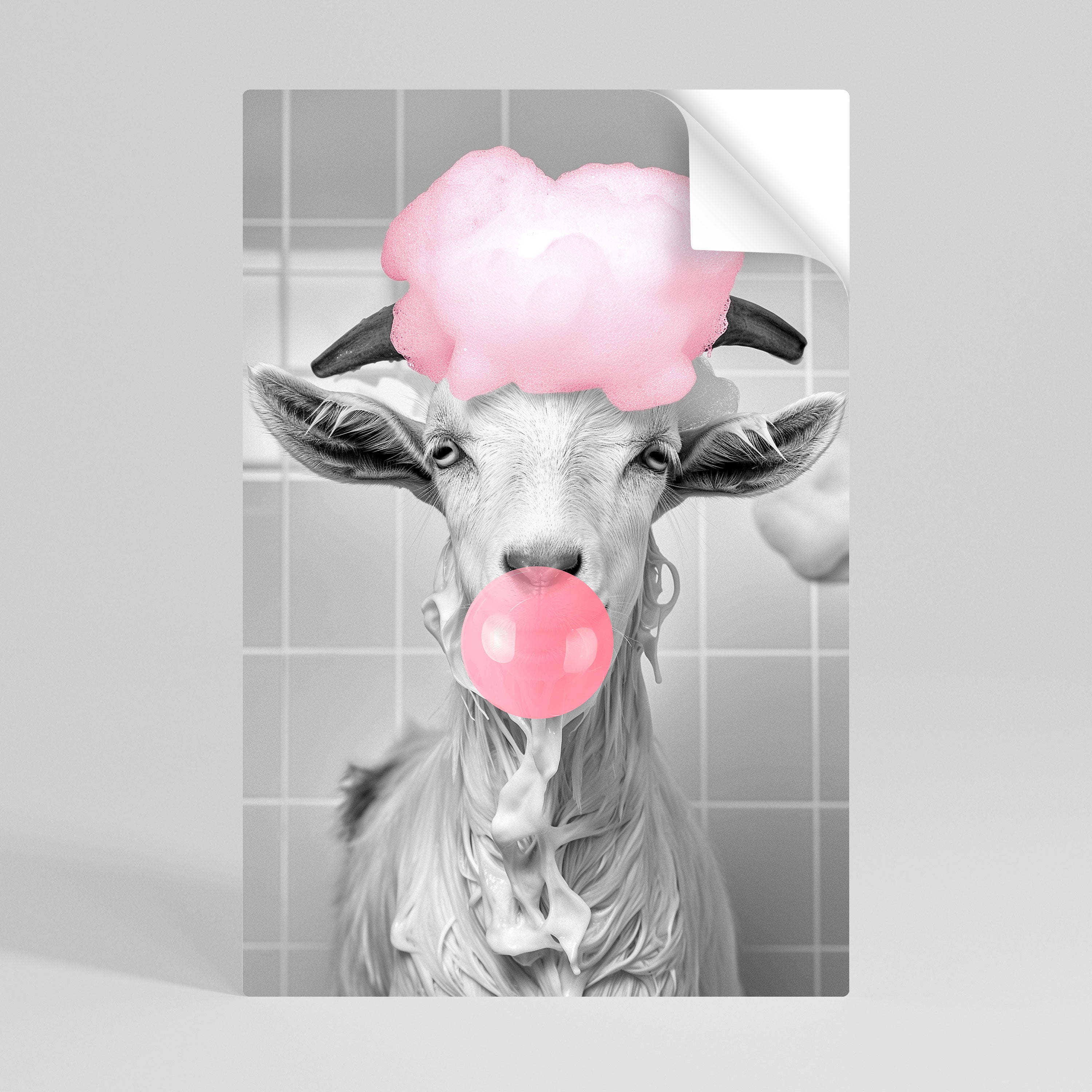 Póster vertical autoadhesivo BUBBLEGUM BOVINE BLISS