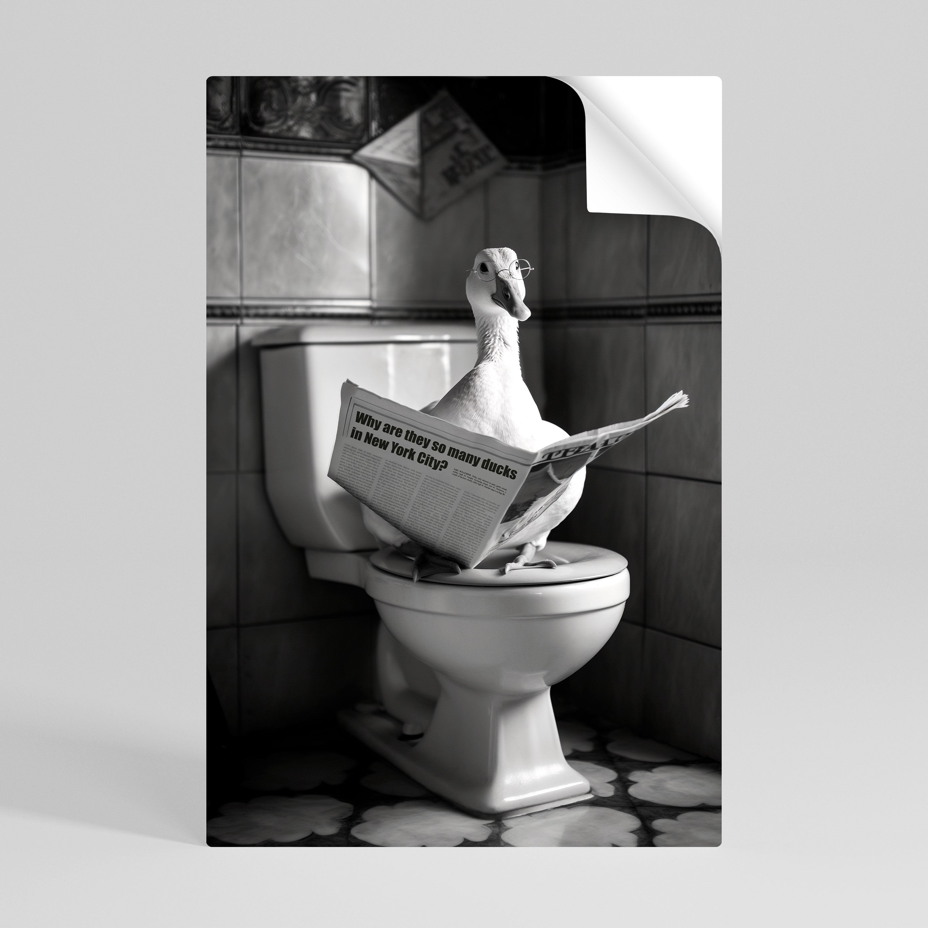 Póster vertical autoadhesivo "Patos en la ciudad"