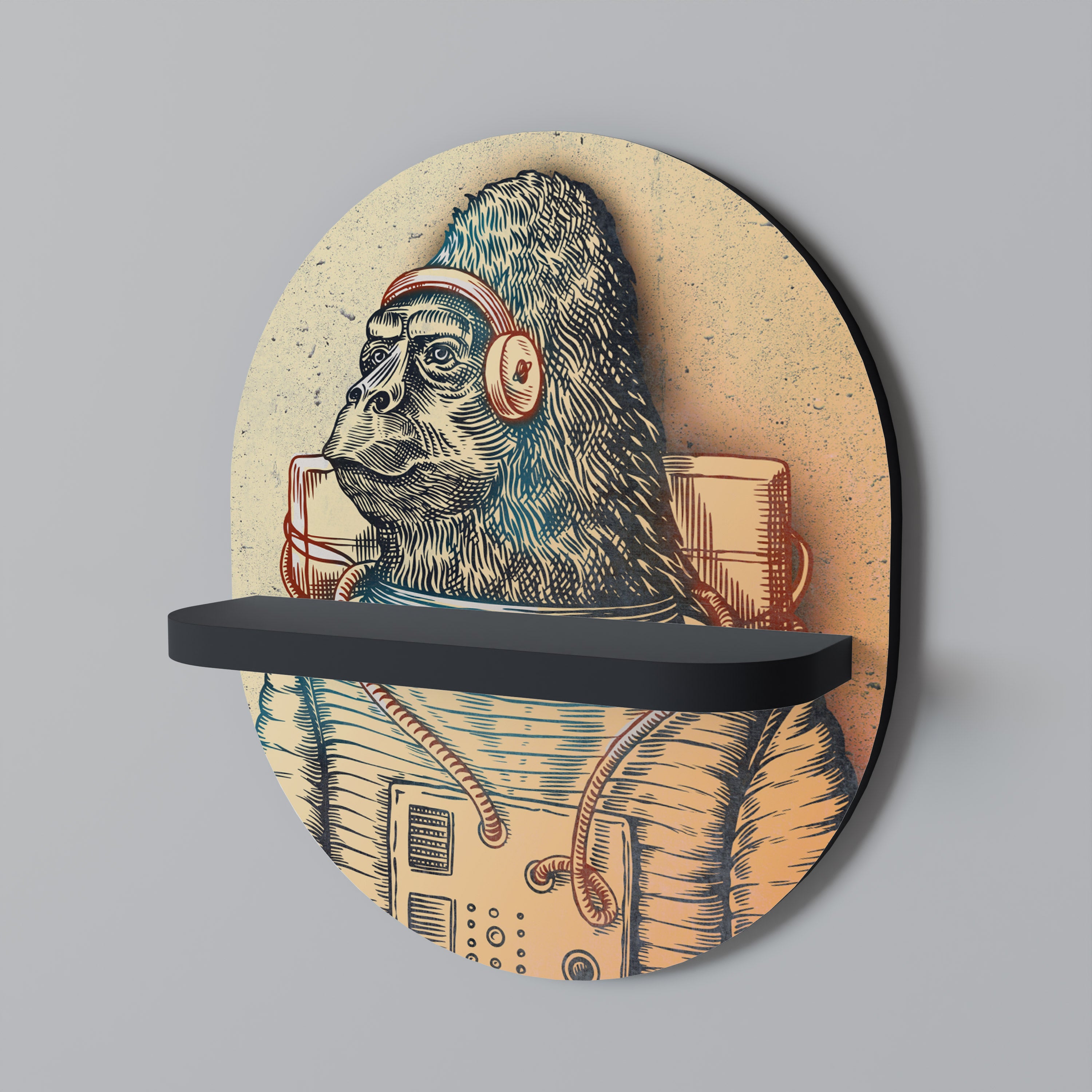 Estantería de arte ovalada GORILLA GROOVE con acabado negro