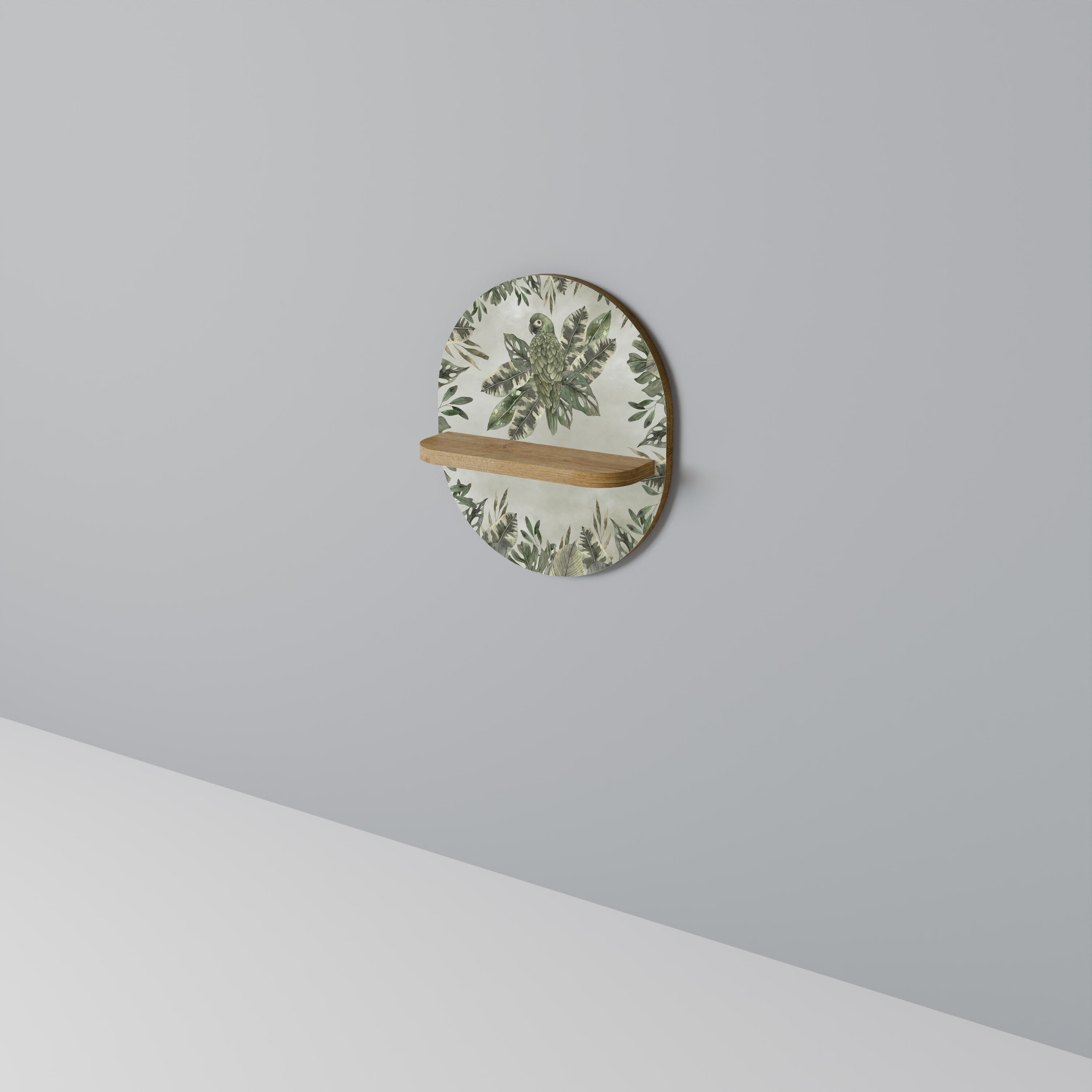 Estantería de arte ovalada VERDANT ARINI con efecto roble