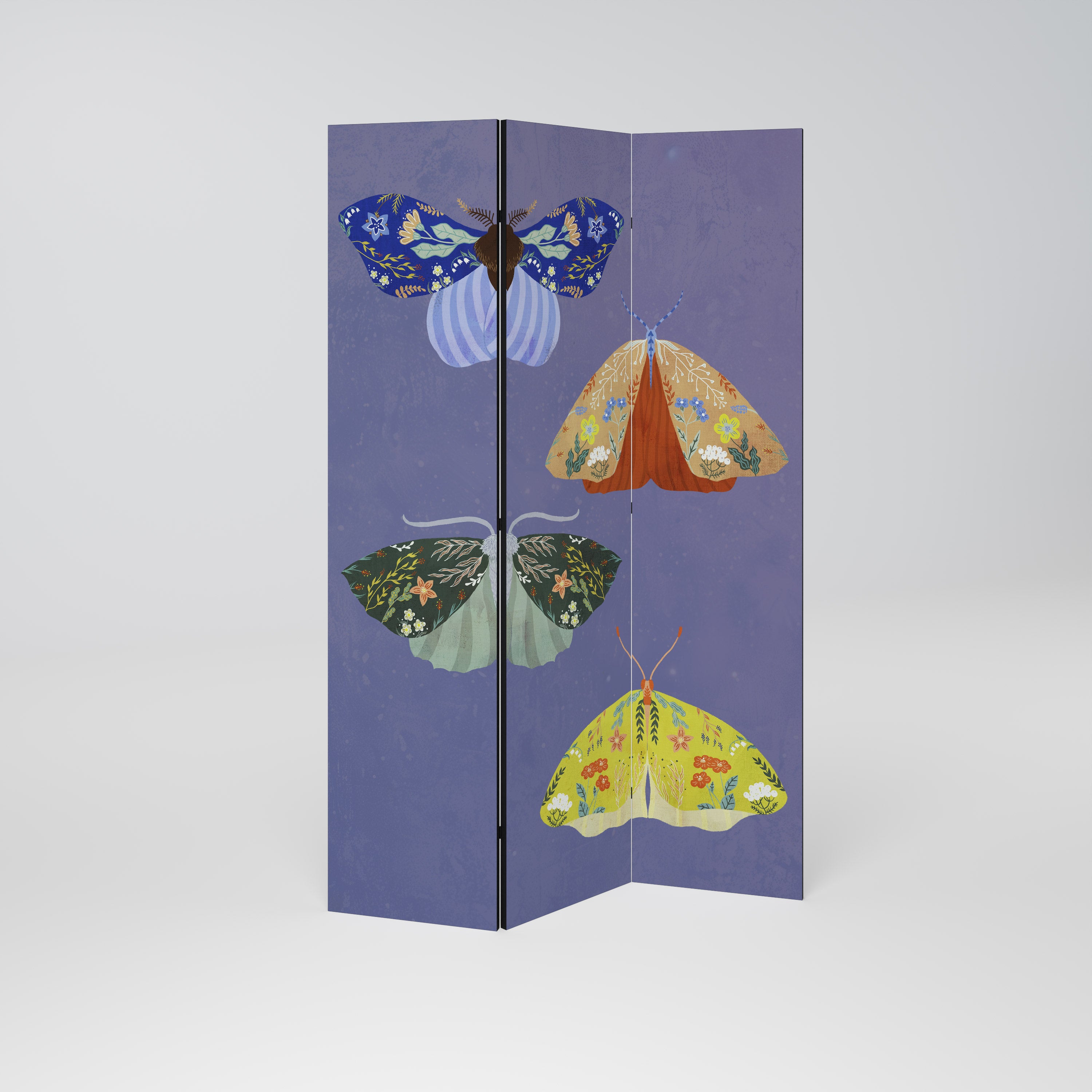 Biombo decorativo de 3 paneles MOTH INTO THE FLAME