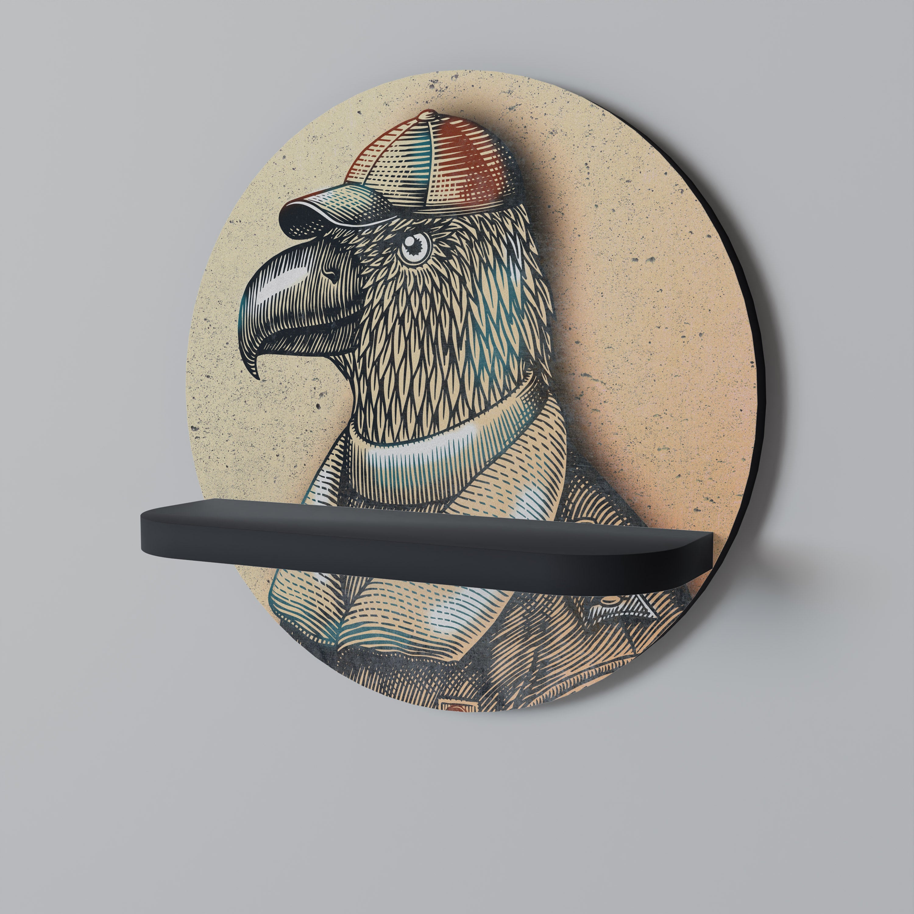 Estantería de arte redonda FEATHERED FASHIONISTA con acabado negro